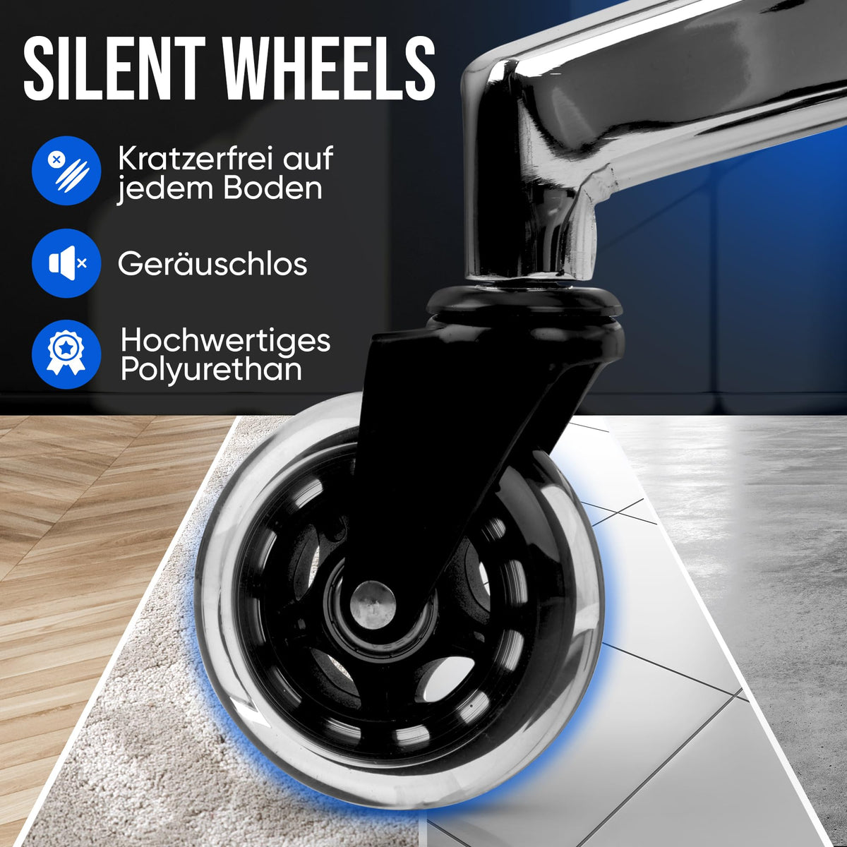 Ergonomic Office Chair [Test Winner] Scratch-Free Wheels Breathable Ergonomic Desk Chair Office Chair 150 kg Load Capacity Computer Chair Swivel Chair Home Office Chair Ergonomic