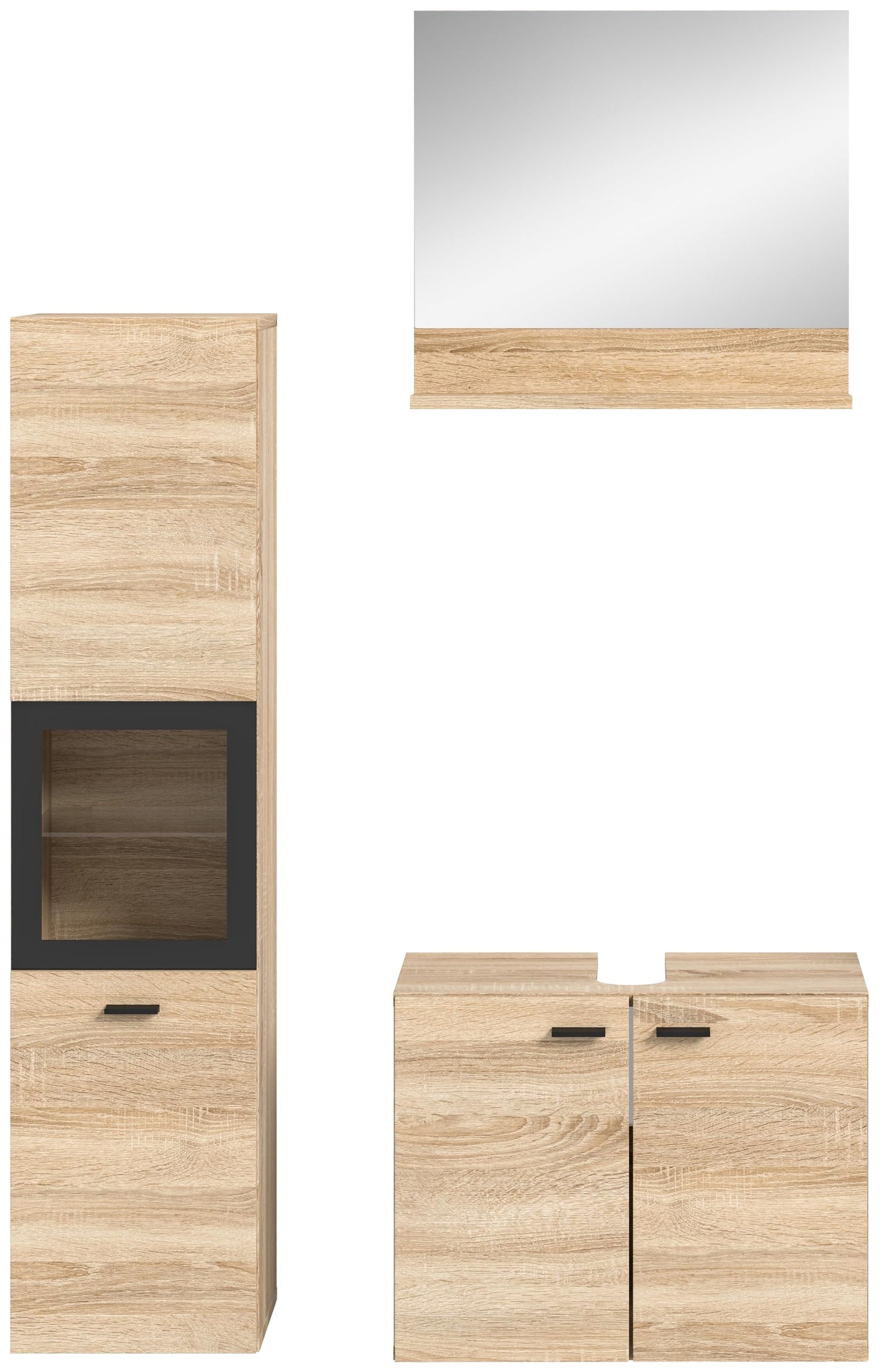 Boston Bathroom Cabinet, Standing Wall Cabinet, Hanging Cabinet, Wall Cabinet, Sonoma Oak Wood, Approx. 30 x 80 x 29 cm, Floor Standing/Hanging Mountable