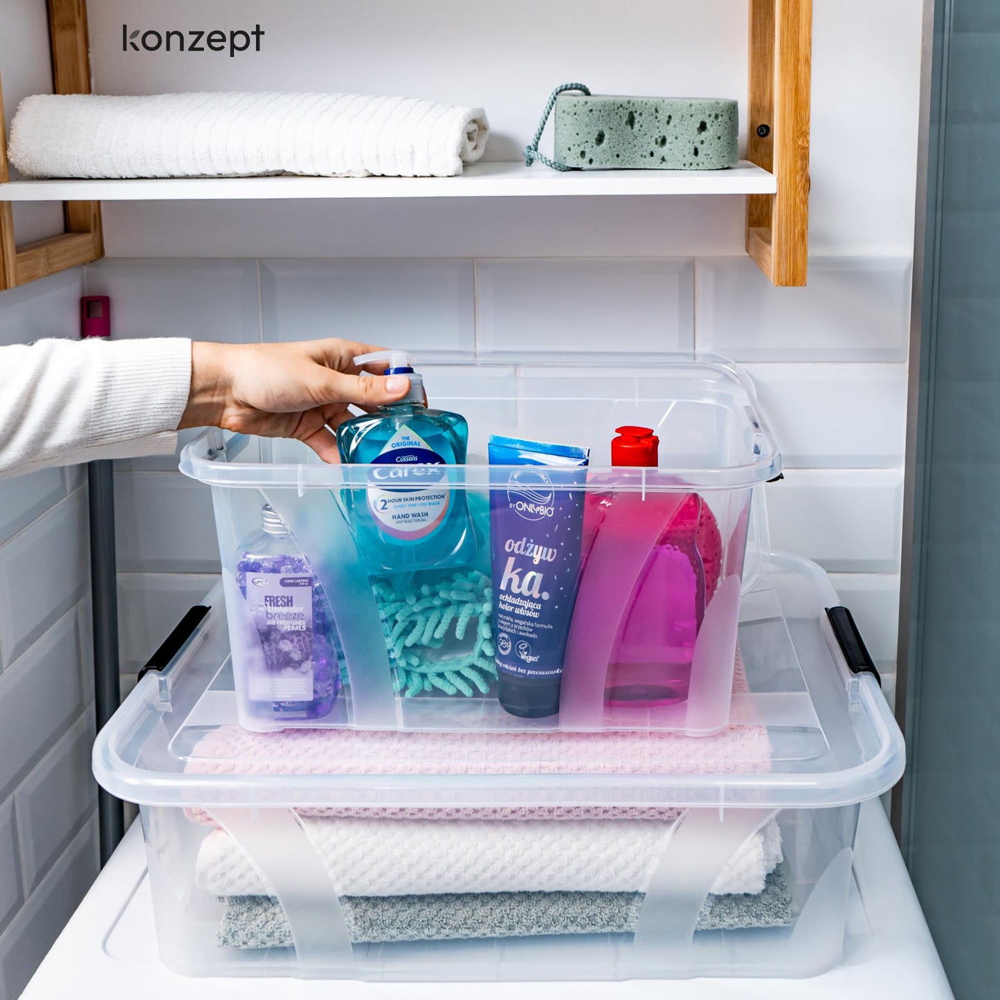 KONZEPT Storage Box with Lid 32L BPA Free Heavy Duty Locking Clips