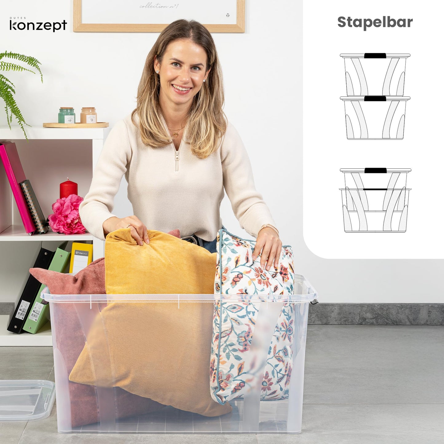 KONZEPT Storage Box with Lid 32L BPA Free Heavy Duty Locking Clips