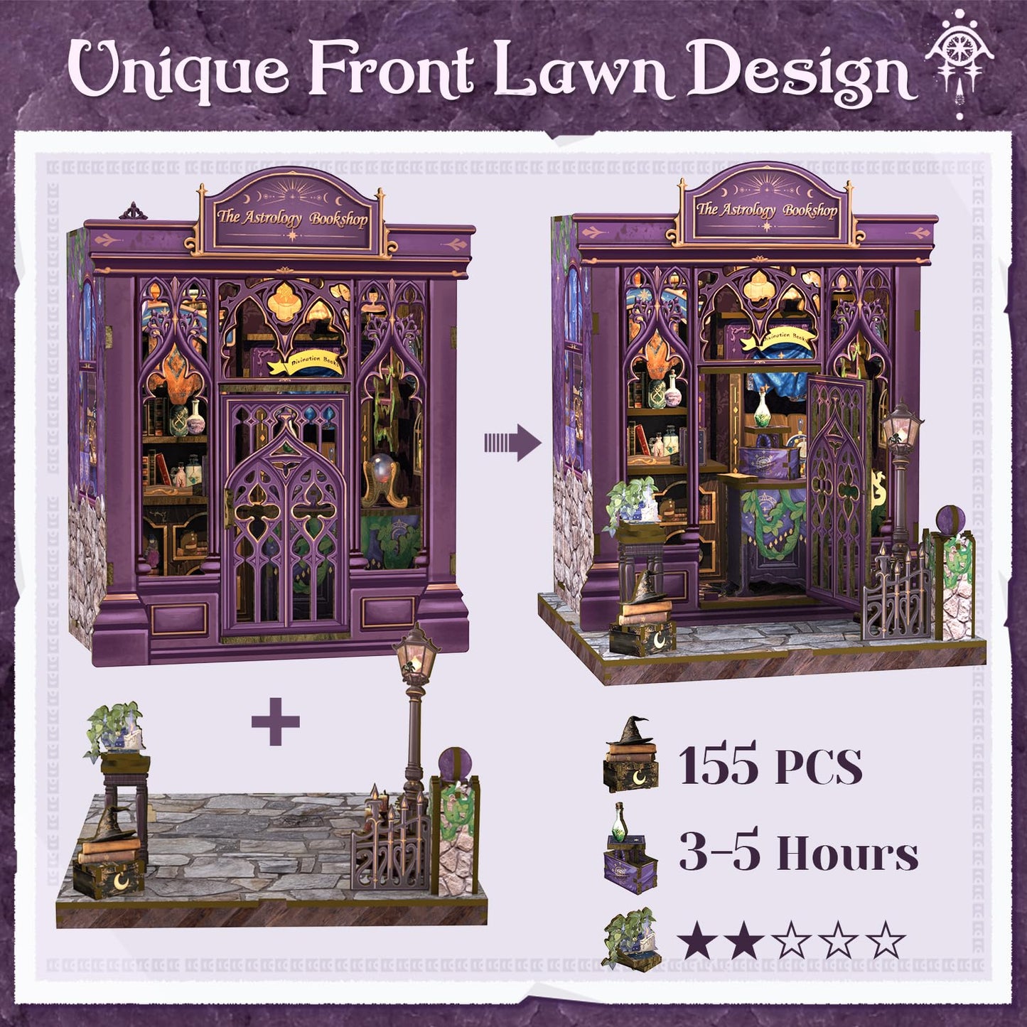 CUTEBEE Book Nook Kit – DIY Puppenhaus Häuser, Miniatur Haus Selber Bauen für Erwachsene, 3D-Holzpuzzle & Buchstütze | Kreatives Set für Bücherregal Dekor | Geschenk,199 PCS (Champs-Élysées Florist)