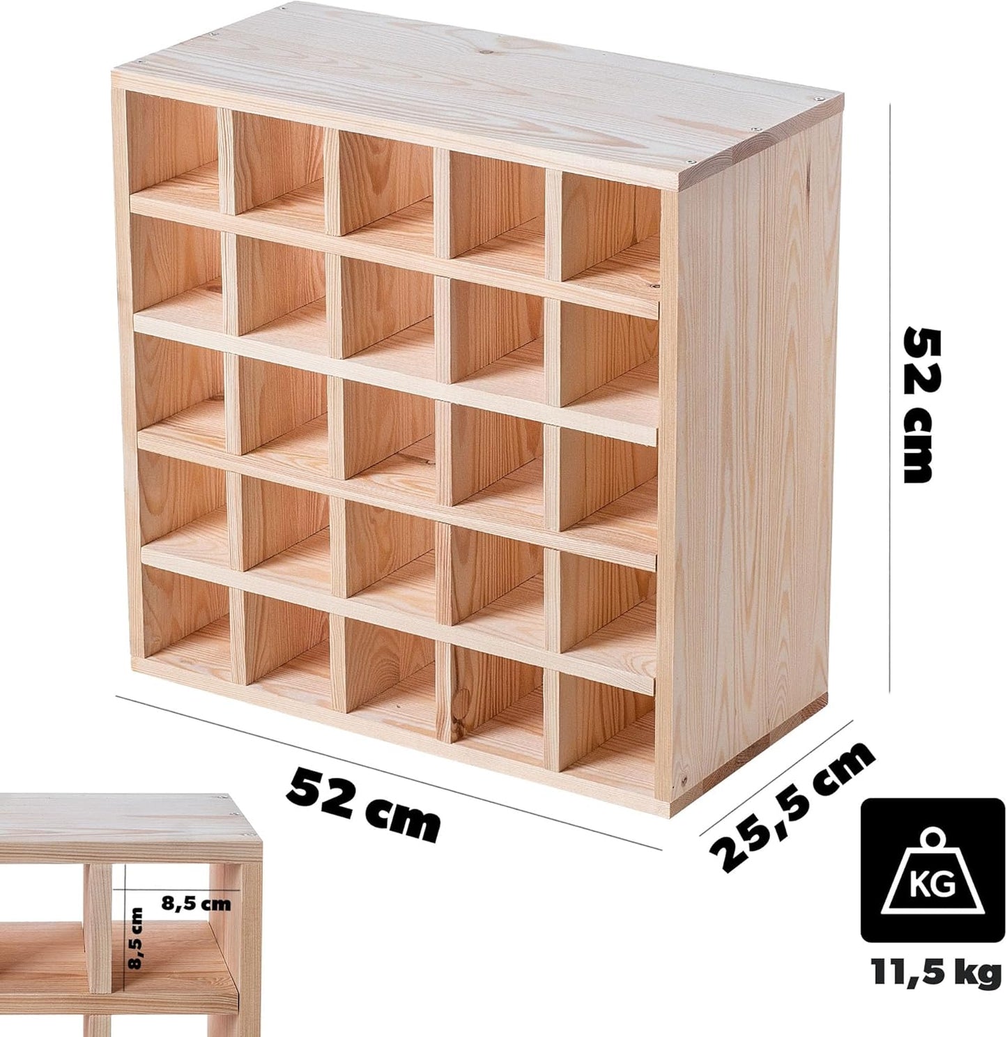 KADAX Wooden Wine Rack, 52 x 25.5 x 104 cm, Large Bottle Rack for Many Wine Bottles, Stackable Wine Stand, Shelf for Bottles, Rustic Wine Cabinet, Sturdy, Space-Saving, Made in EU