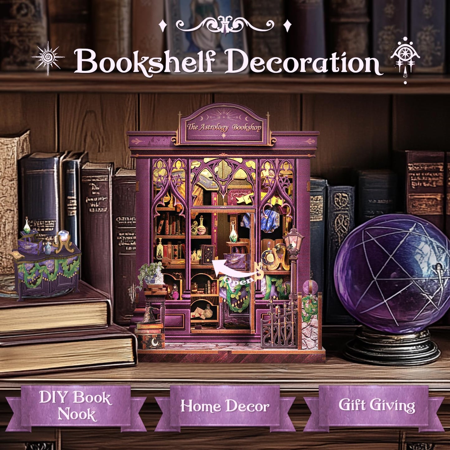 CUTEBEE Book Nook Kit – DIY Puppenhaus Häuser, Miniatur Haus Selber Bauen für Erwachsene, 3D-Holzpuzzle & Buchstütze | Kreatives Set für Bücherregal Dekor | Geschenk,199 PCS (Champs-Élysées Florist)