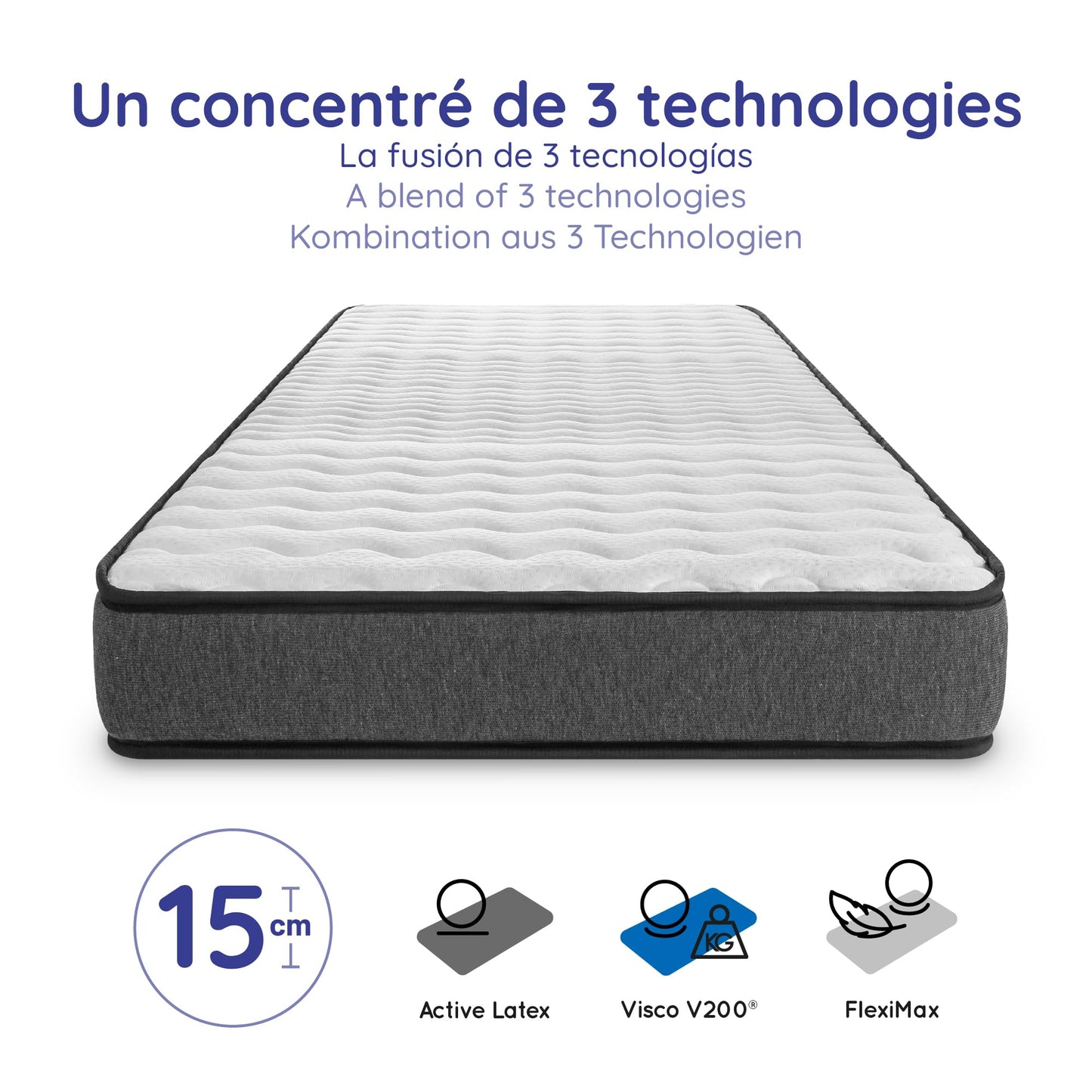 COSMOS - Felis Mattress 180 x 200 cm Cold Foam Mattress Hardness H4 - Oeko-Tex Certified - Winter/Summer Side + HR Foam 7 Zone Mattress Height 30 cm - Made in EU