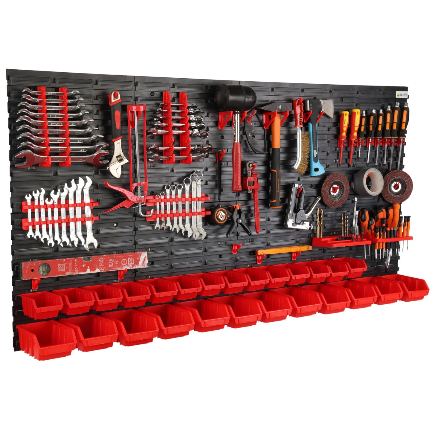 31-Piece Stacking Boxes Tool Wall 156 x 78 cm Set Tool Holder Wall Shelf Workshop Shelving Storage System Storage Box Extra Strong Wall Plates Shelf Expandable Storage Rack