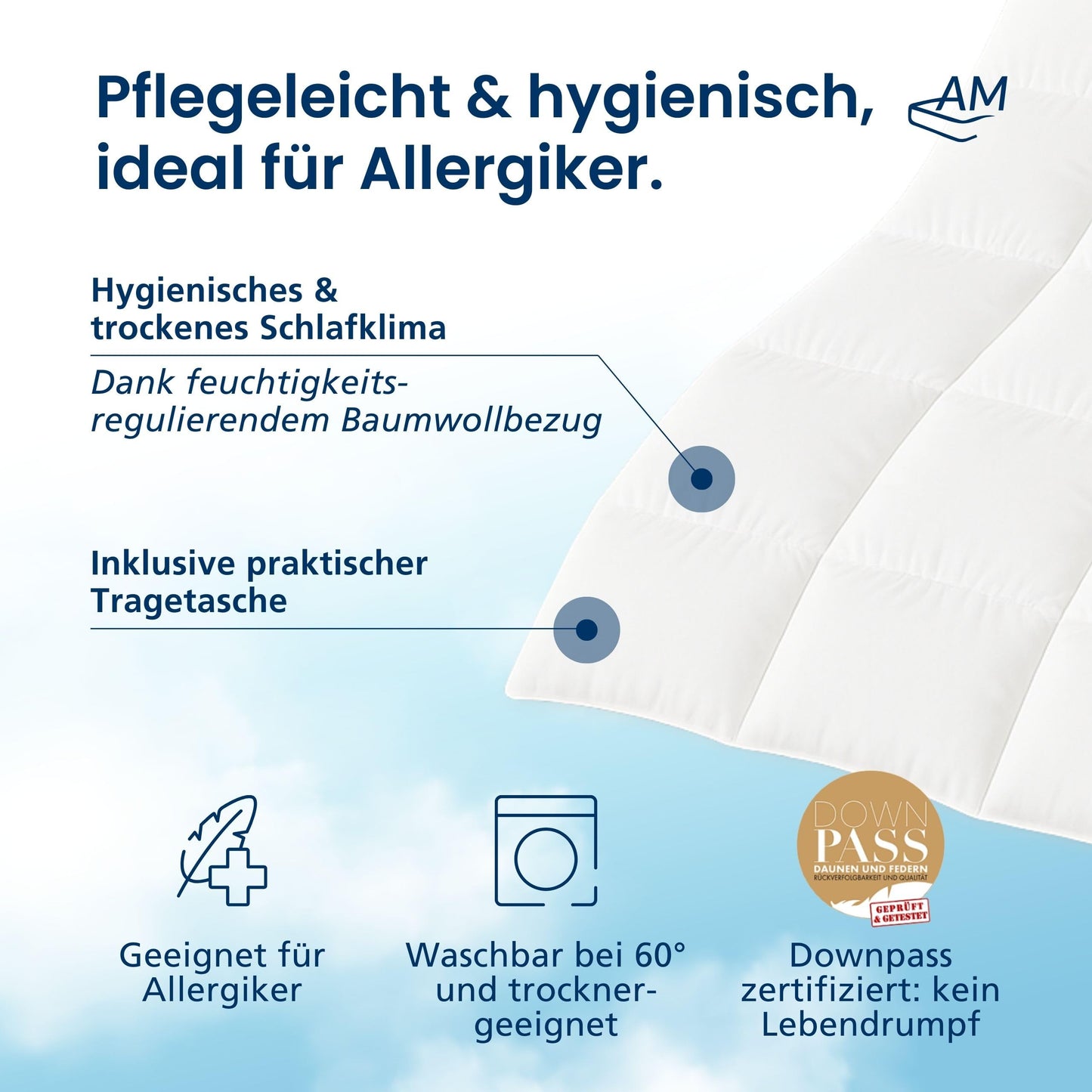 100% down - high-quality down duvet 135 x 200 cm for the transitional period - warm transition duvet 135 x 200 - for spring and autumn - cotton inlay