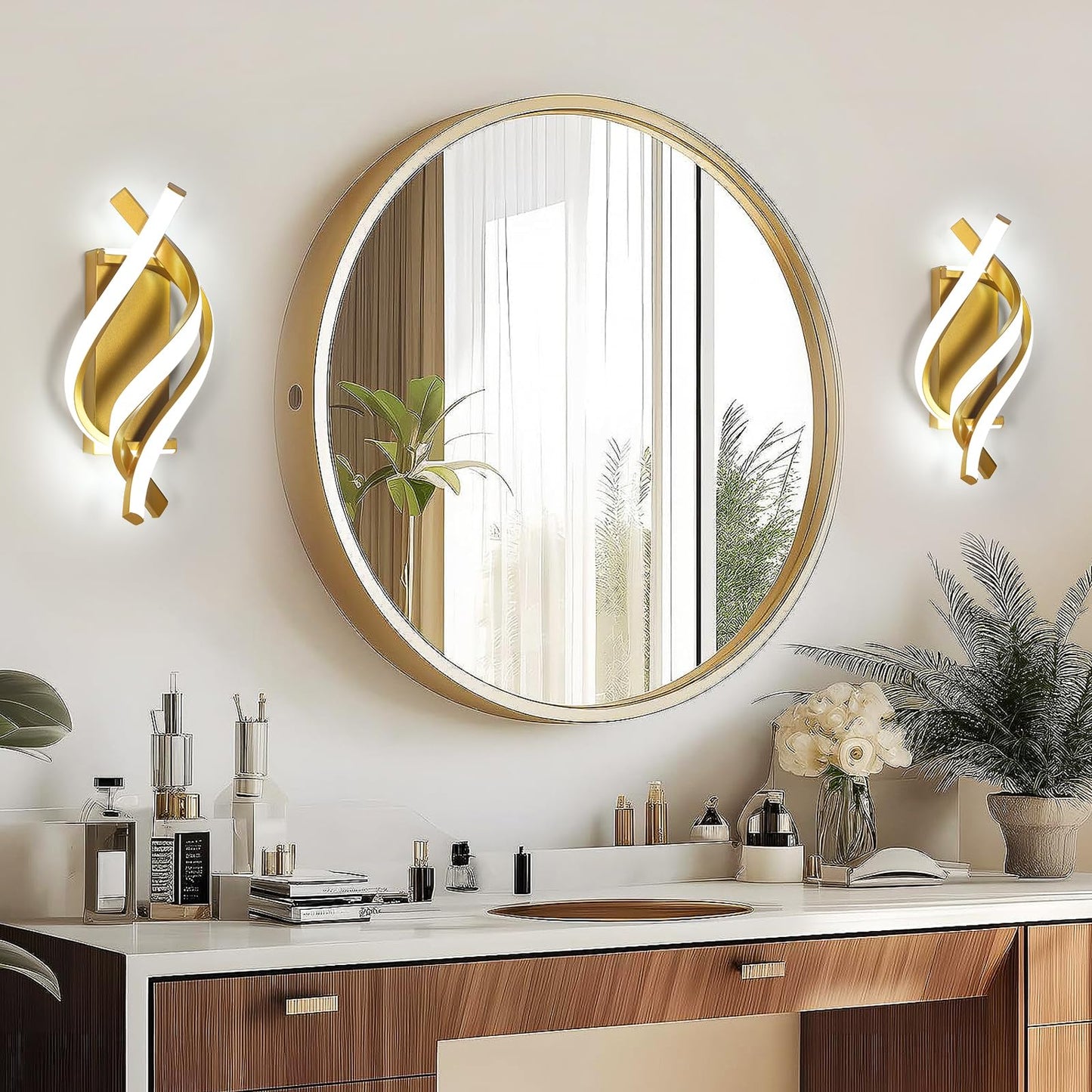 Comely Aluminium LED Wall Light Indoor Gold 22 W 2500 LM Modern Wall Light LED Wall Lighting Neutral Light 4500 K for Living Room Bedroom Hallway