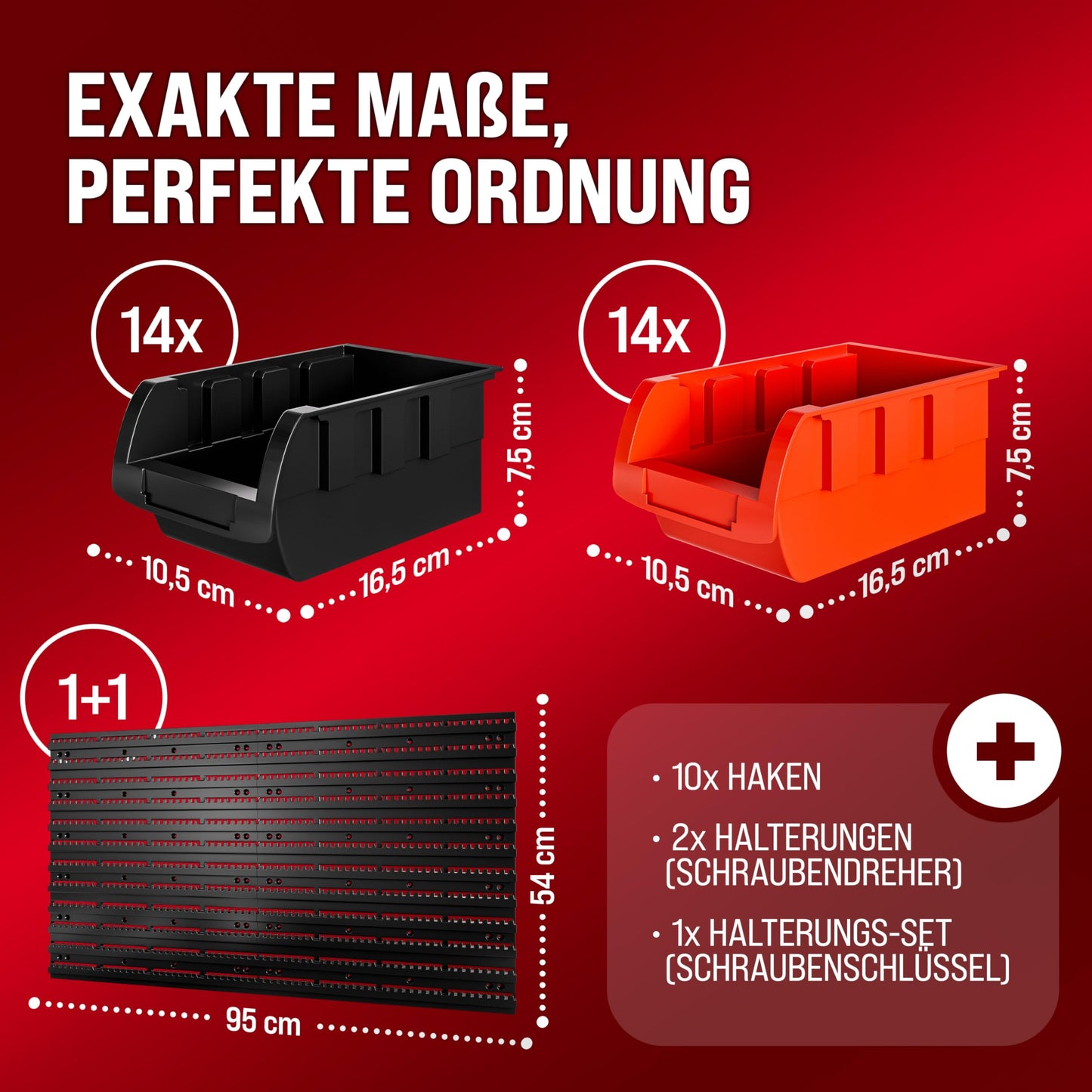 Deuba® Wall Shelf + Stacking Boxes - Extra Strong Wall Panels - Extendable Workshop Shelving