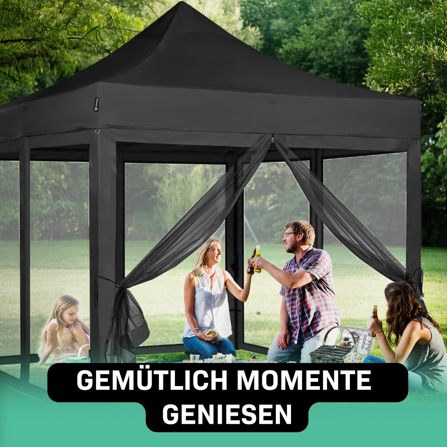 VONROC Gazebo 3 x 3 m Waterproof Stable – Party Tent EasyUp System [3Min Assembly] Pop-up Folding Gazebo Modular Expandable as Festival Tent, Garden Gazebo