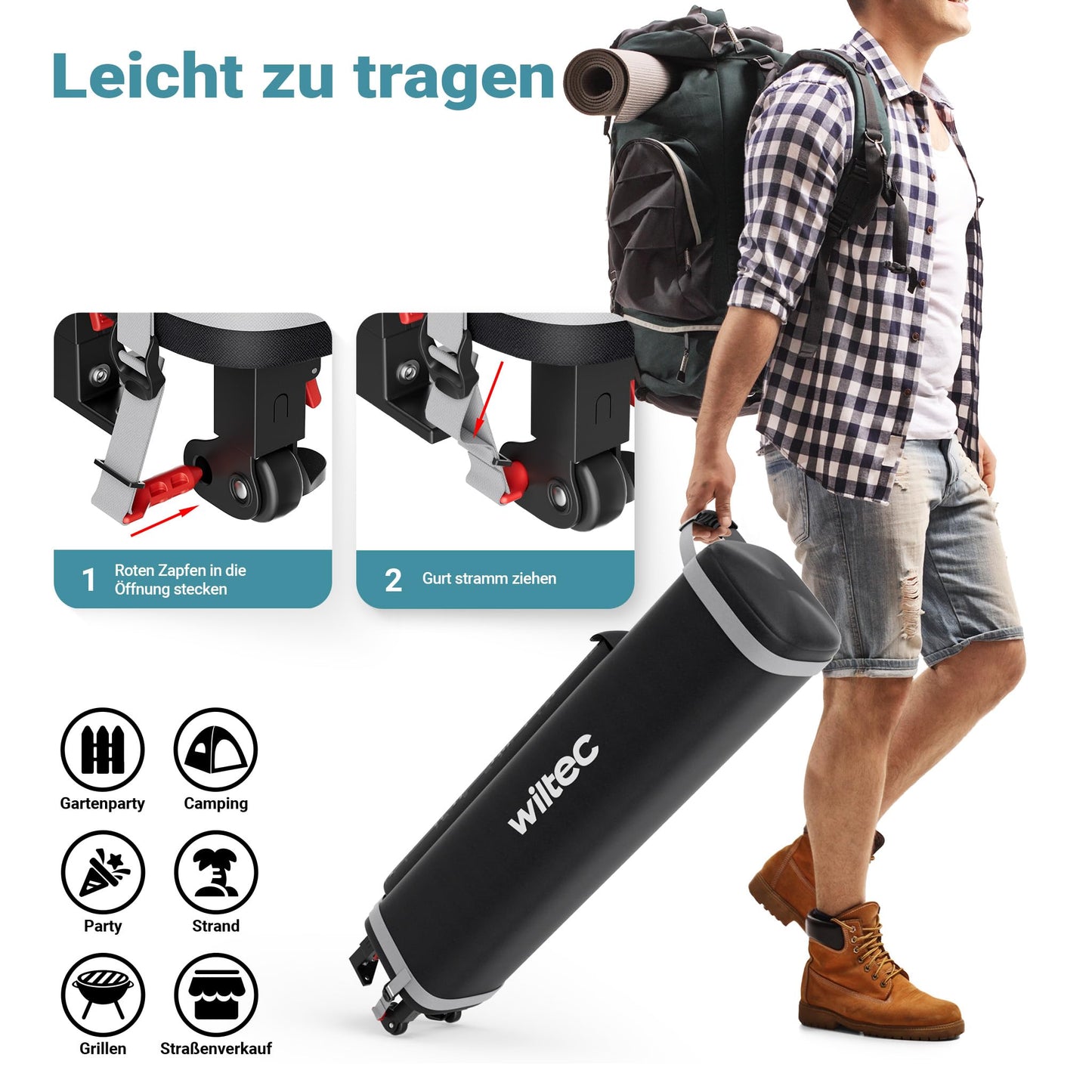 Wiltec Folding Gazebo Mosquito Net 4 x 4 m Beige Garden Gazebo with Wheels and Mosquito Net Party Tent with One Push Technology and Adjustable Legs