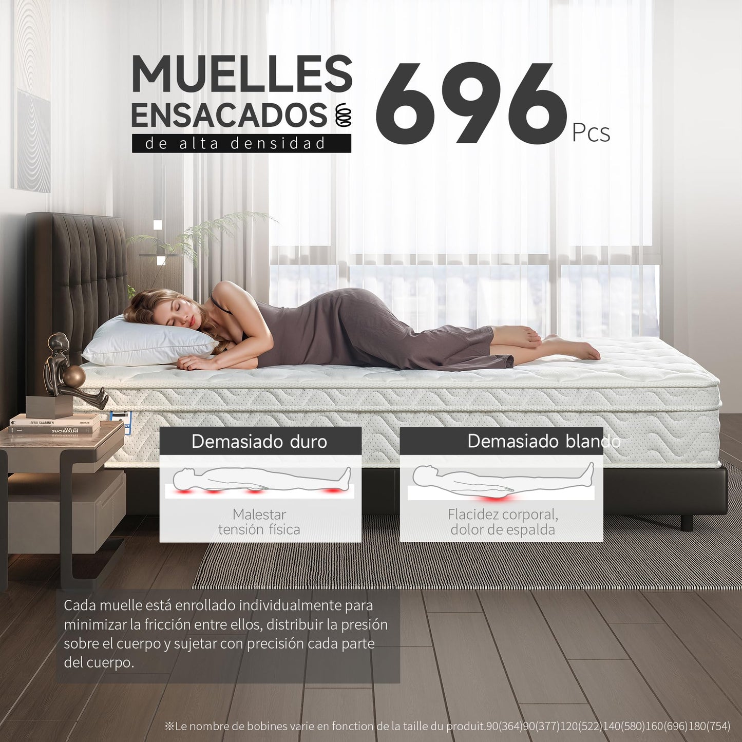 Z-hom Mattress 160 x 200, Height 26 cm 7-Zone Spring Mattress Orthopaedic Pocket Spring Mattress with High-Quality Comfort Foam/Hardness H2 & H3/Back-Relieving / Oeko-Tex Certified