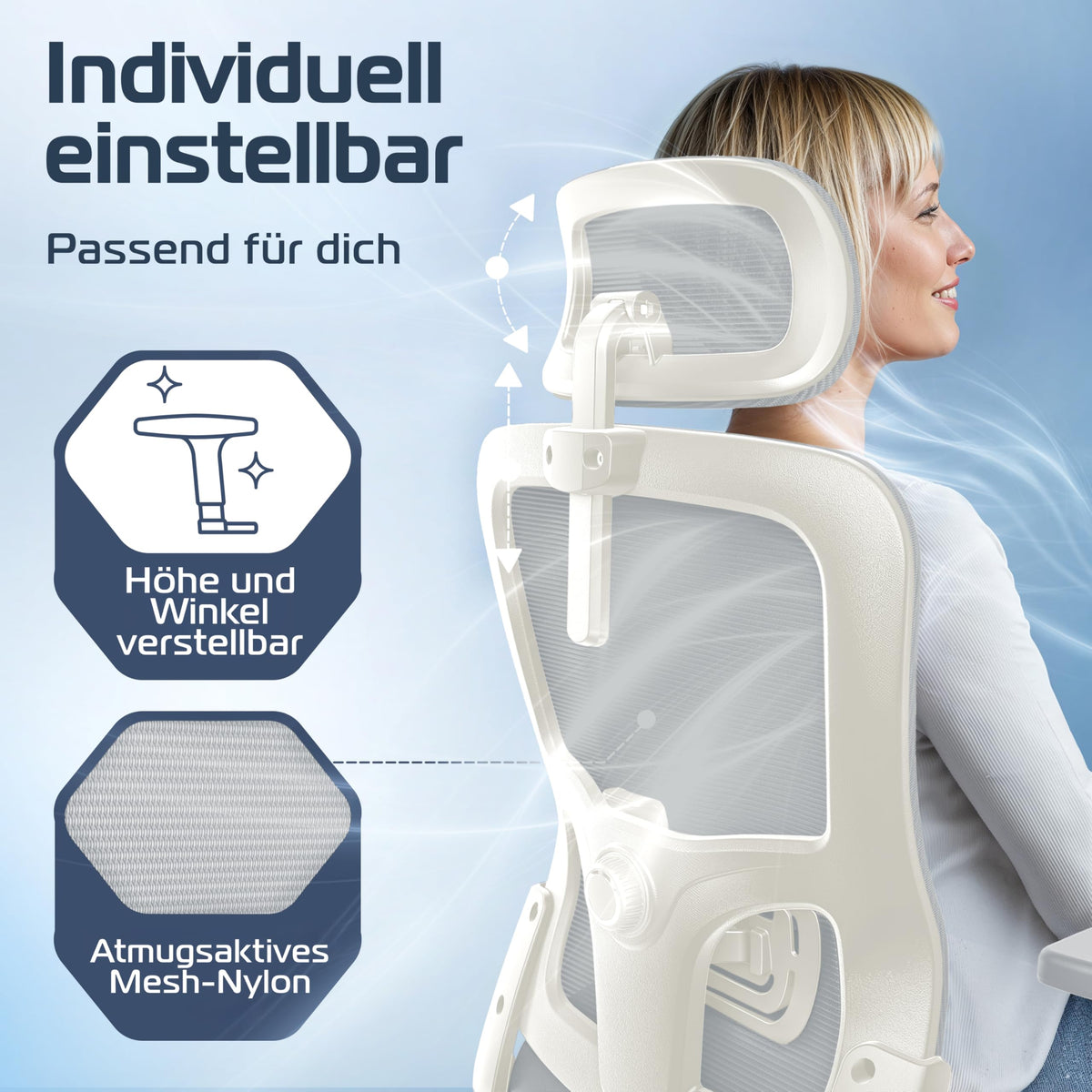 CLOUVOU BrightSeat Ergonomic Office Chair [Test Winner] Desk Chair 100% Individually Adjustable Office Chair & Gaming Chair Computer Chair Home Office Chair Ergonomic Swivel Chair 150 kg
