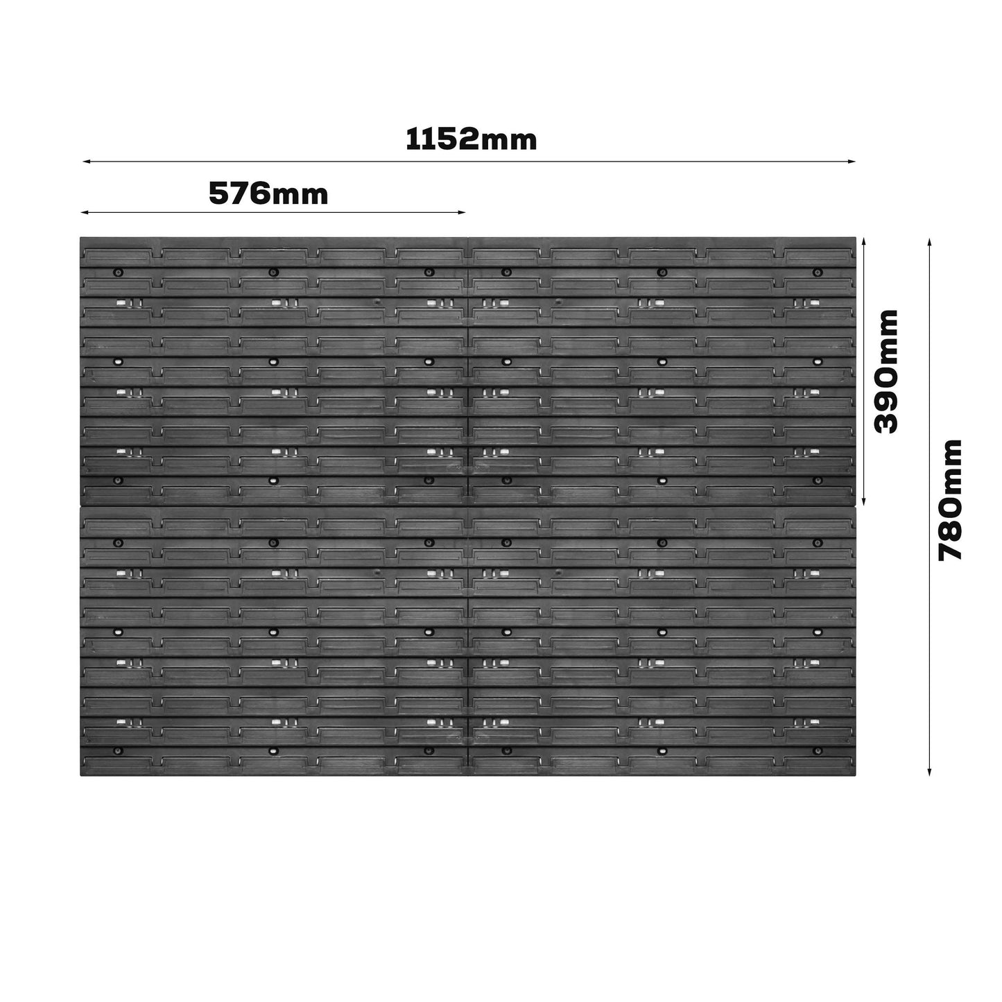 Storage System Wall Shelf 115 x 78 cm, Tool Holders, Pack of 56 Stacking Boxes, Storage Boxes, Extra Strong Wall Plates, Shelf Expandable, Workshop Shelf, Storage Shelf, Workshop Wall Shelf