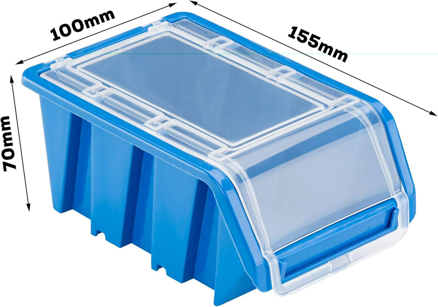 60 Stacking Boxes, Wall Shelf, 120 x 80 cm, Transparent Lid, Plastic Storage System, Stacking Boxes, Storage Boxes, Storage Boxes