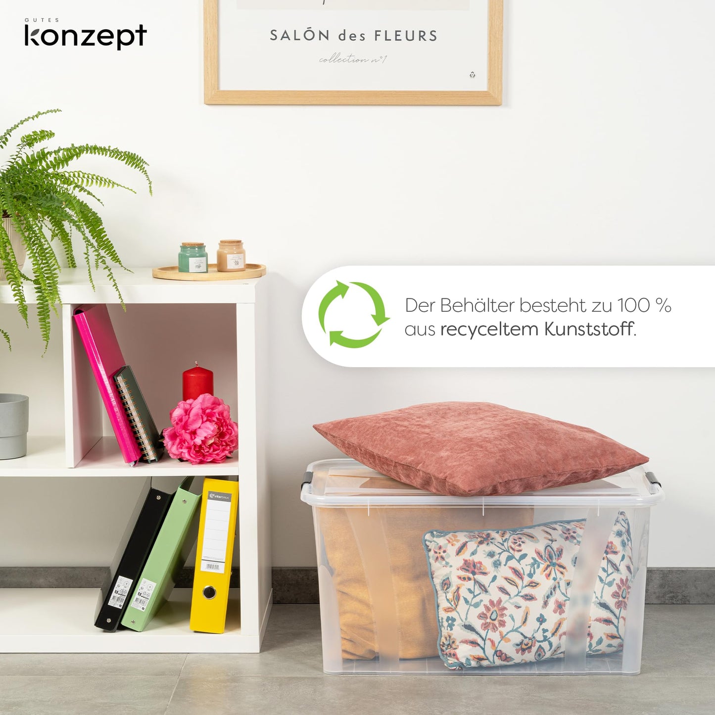 KONZEPT Storage Box with Lid 32L BPA Free Heavy Duty Locking Clips