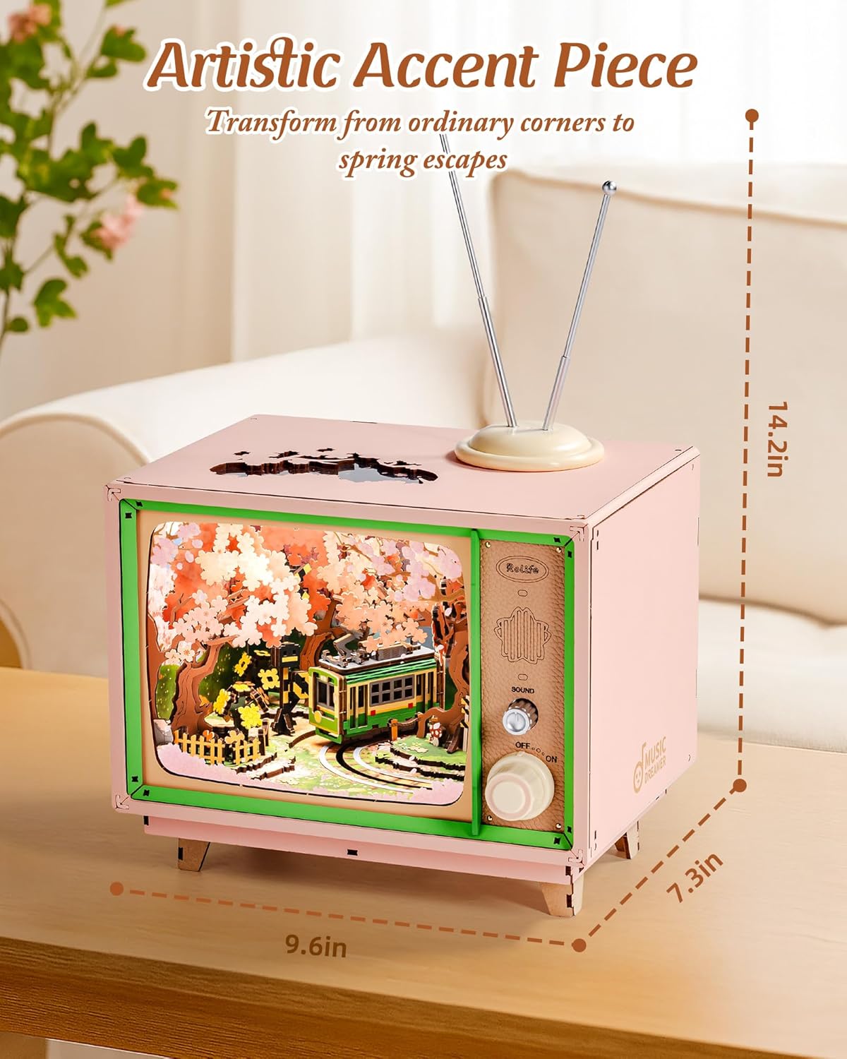 Rolife Modellbausatz Spieluhr Sakura Traumreise DIY Miniatur Haus Kit mit Kirschblüten Szene Holz Puppenhaus zur Deko für Zuhause und Bücherregal Geburtstagsgeschenk für Sie