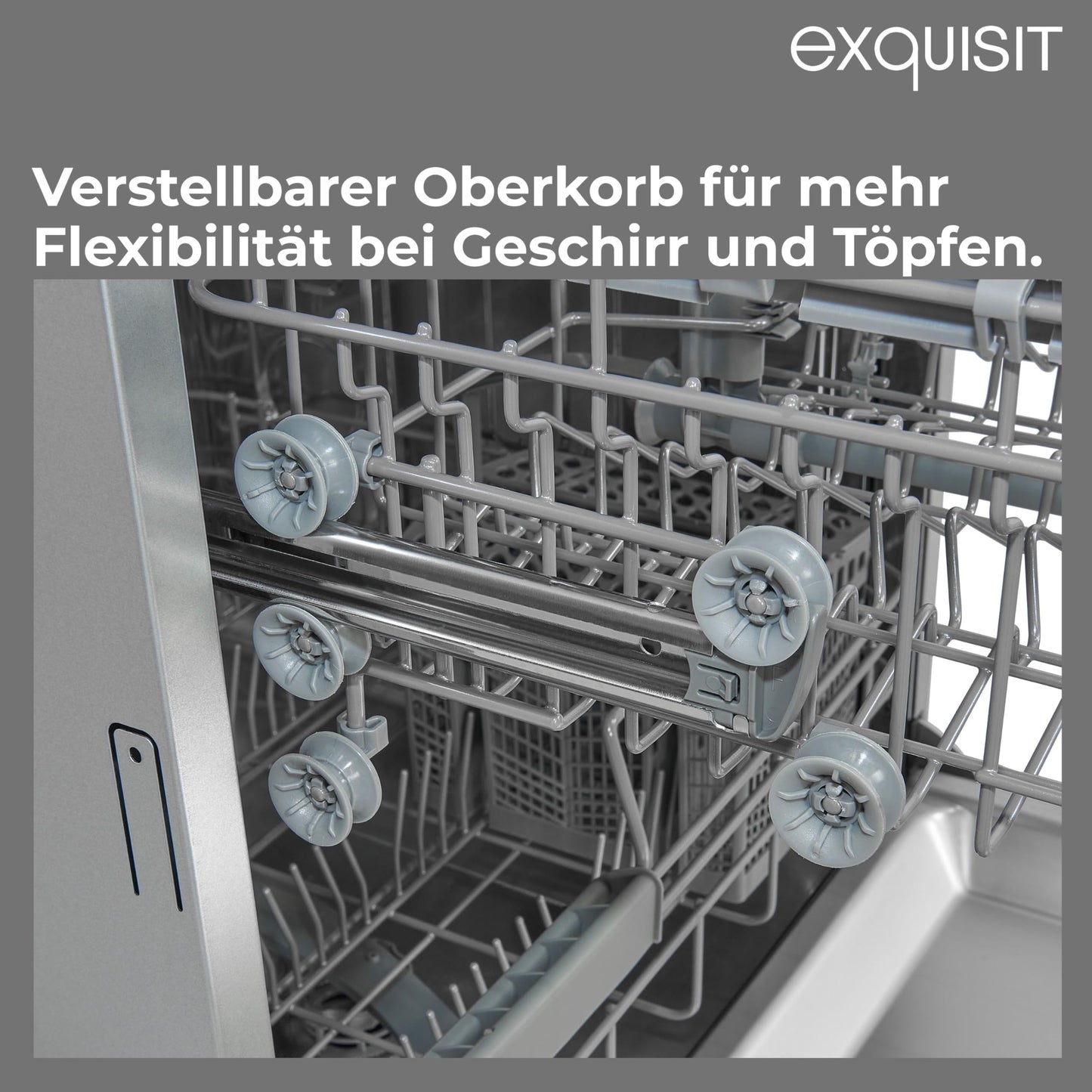 Exquisit PLUS EGSP2113-EB-030E Built-in Dishwasher, Partially Integrated, 60 cm, 13 Place Settings, Start Time Delay, LED Display, inox