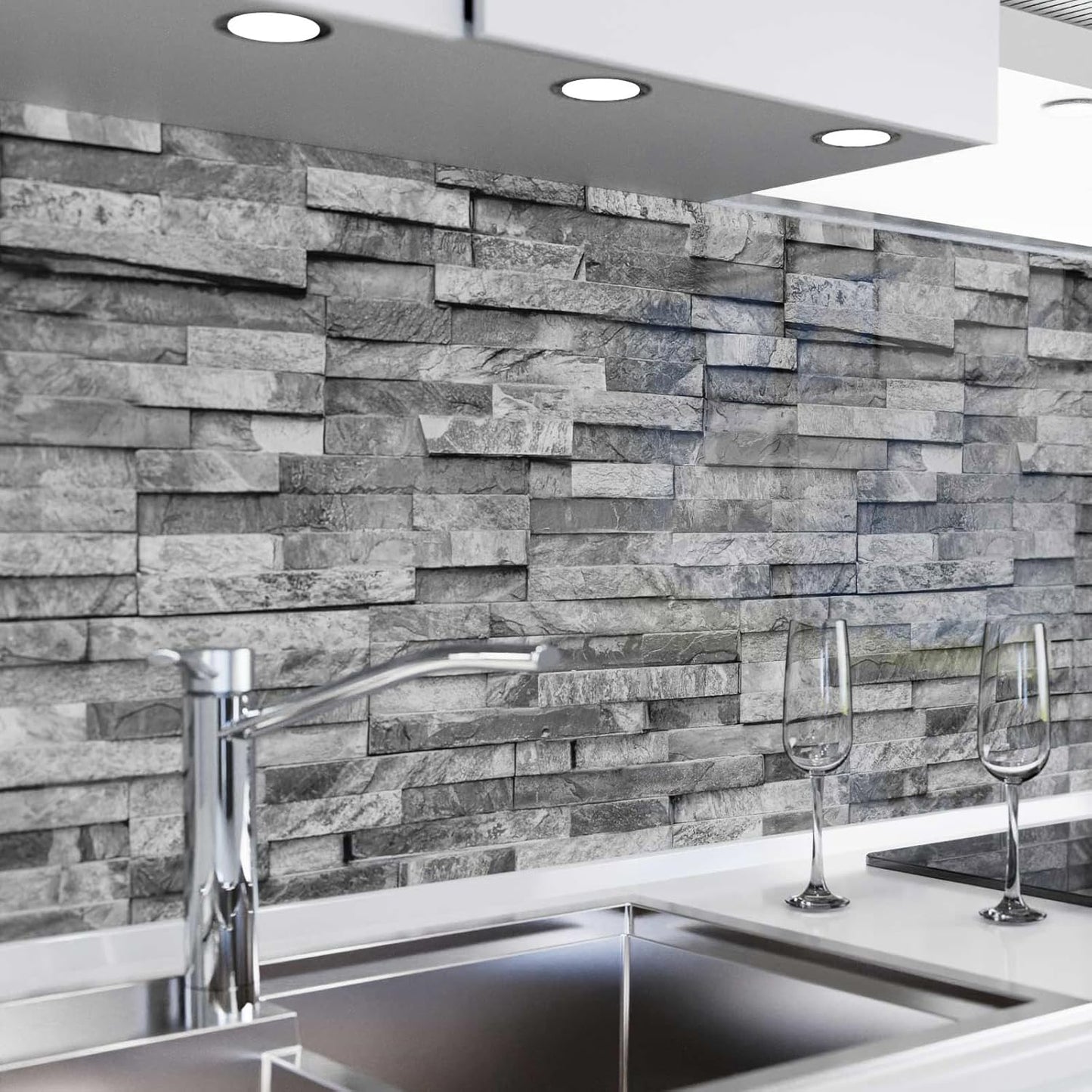 danario Self-Adhesive Kitchen Splashback, Matt, Kitchen Splash Guard, Reinforced Polyethylene Terephthalate (PET) Film, 0.37 mm, Concrete, 60 x 60 cm