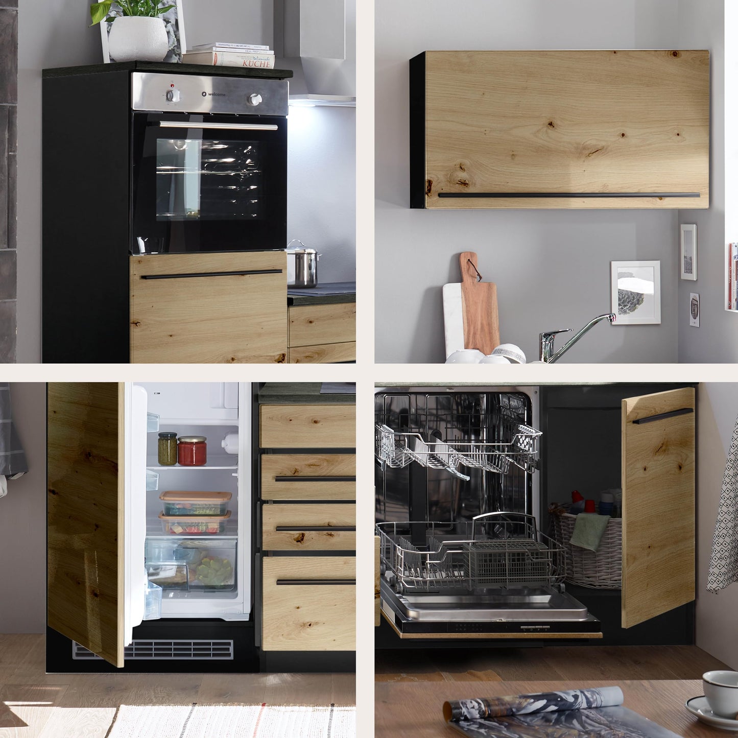 Jazz 84-131-18 Kitchen Unit without Appliances Approx. 260 x 200 x 60 cm Black