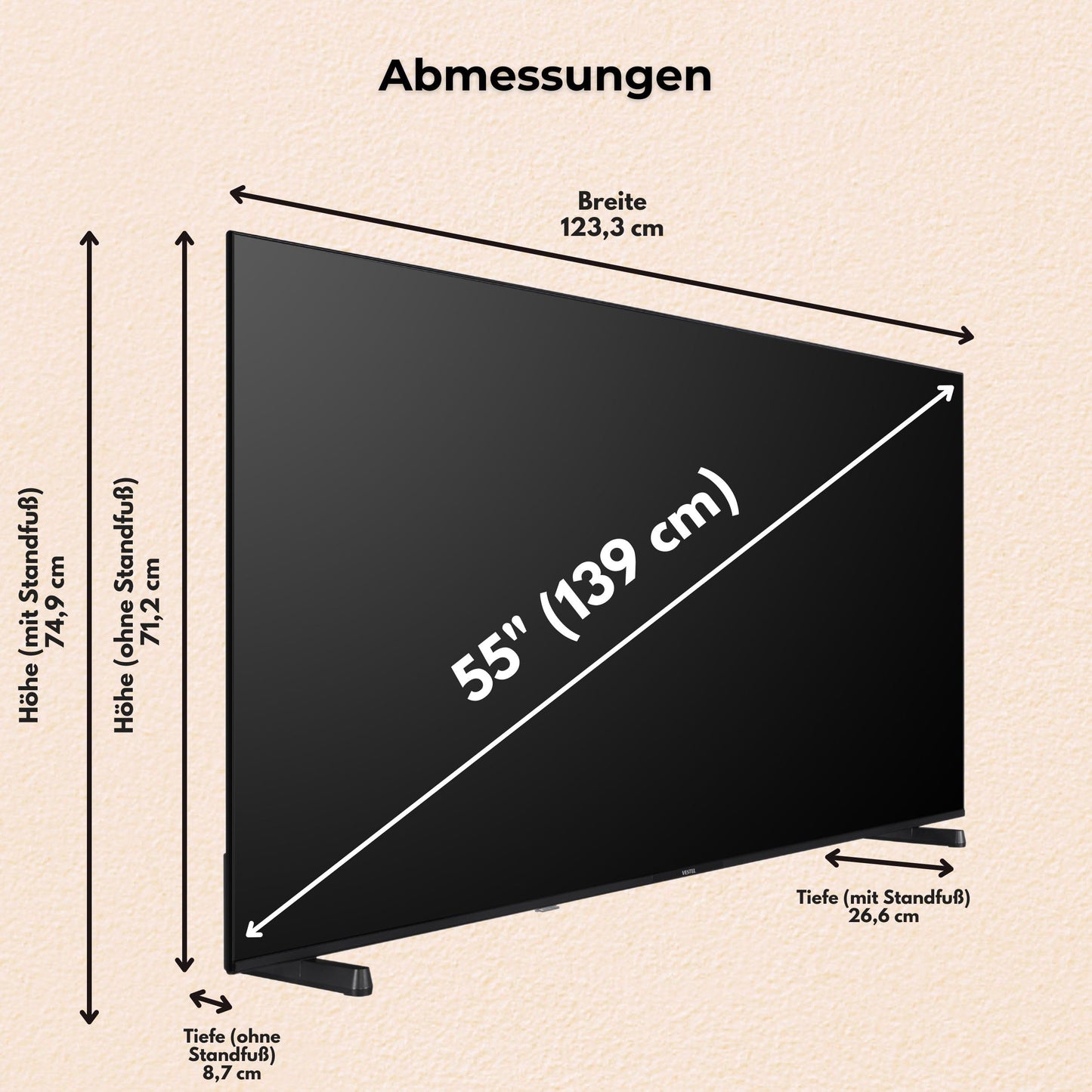 Vestel Fernseher 50 Zoll Smart TV Powered by TiVo, 4K UHD Fernseher mit Dolby Vision HDR, Dolby Atmos und integriertem Triple-Tuner, LED TV 50UT9740 schwarz