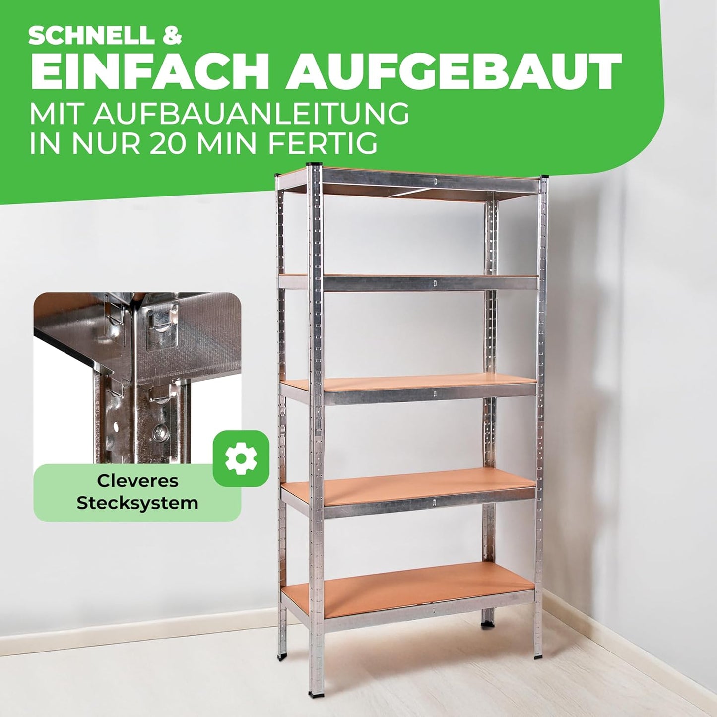 2x Ondis24 Thomas Metal Shelving Units, Storage Units for Basement, Workshop, 90 x 40 x 180 (H) cm, 875 kg, Silver Unit with 5 Height-Adjustable Levels, 5x 175 kg Load Capacity, Heavy Duty, Double Pack