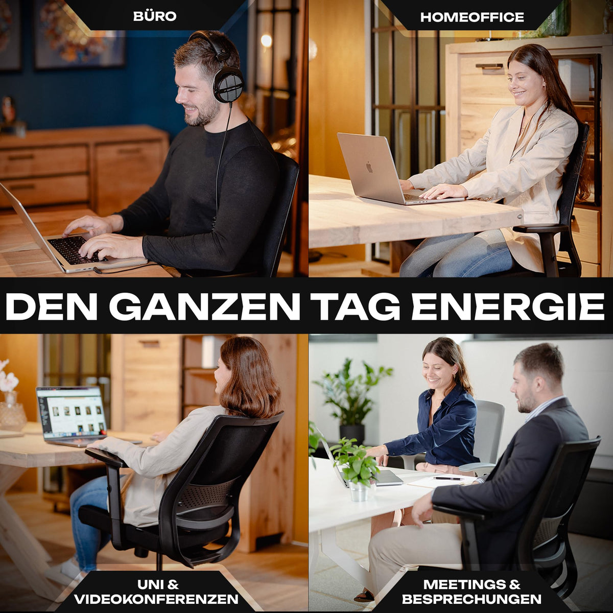 M2 Ergonomic Office Chair, Test Winner with Adjustable Armrest without Headrest for Maximum Freedom of Movement, Back-Friendly, Comfortable Desk Chair for Office and Home Office Chair
