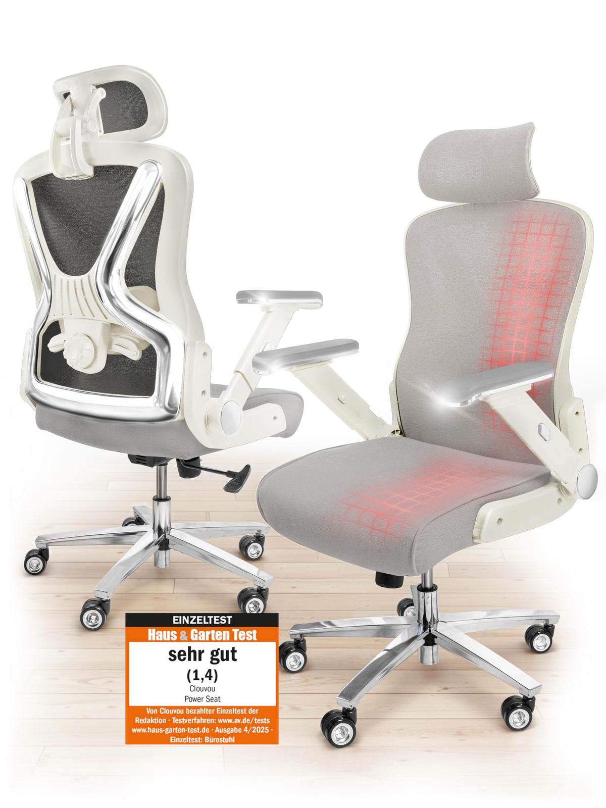 CLOUVOU BrightSeat Ergonomic Office Chair [Test Winner] Desk Chair 100% Individually Adjustable Office Chair & Gaming Chair Computer Chair Home Office Chair Ergonomic Swivel Chair 150 kg