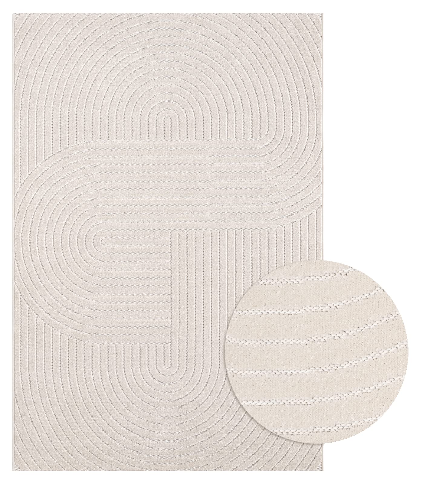 the carpet Santo Plus - Hochwertiger Outdoor Teppich, Passend für Wohnzimmer, Schlafzimmer und Terrasse, Wetterfest, langlebig und pflegeleicht, Creme, 140 x 200 cm