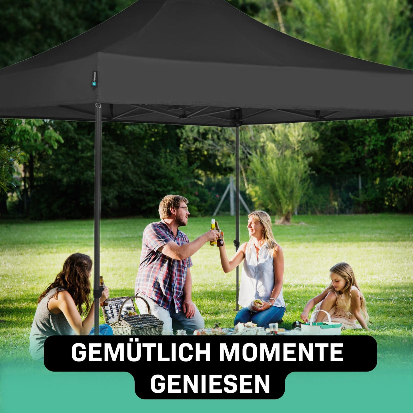 VONROC Gazebo 3 x 3 m Waterproof Stable – Party Tent EasyUp System [3Min Assembly] Pop-up Folding Gazebo Modular Expandable as Festival Tent, Garden Gazebo