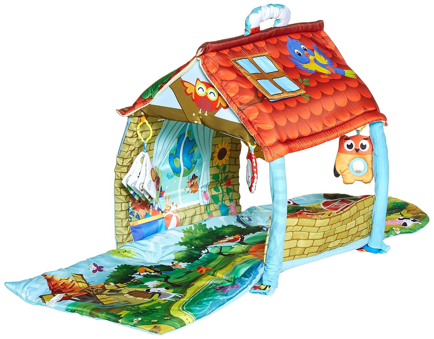 Lionelo Agnes 2-in-1 Play and Activity Mat with House and Toys, Suitable from Birth