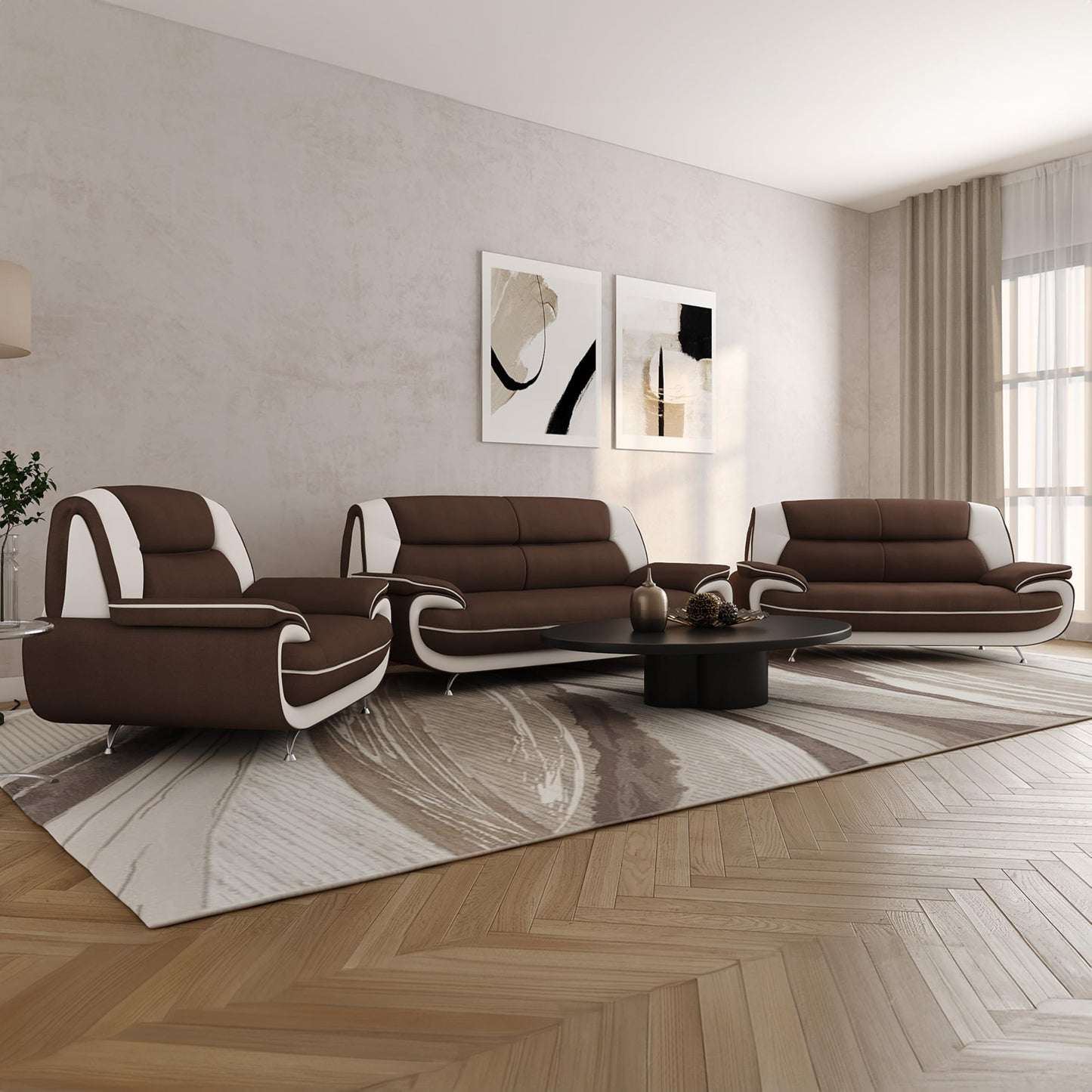 Sofa Set 3-2-1 for Living Room - Comfortable Couch Set with 3-Seater, 2-Seater & Armchair - Elegant Sofa Set with Fabric Cover - Without Sleep Function - Comfortable Padding - Modern Design
