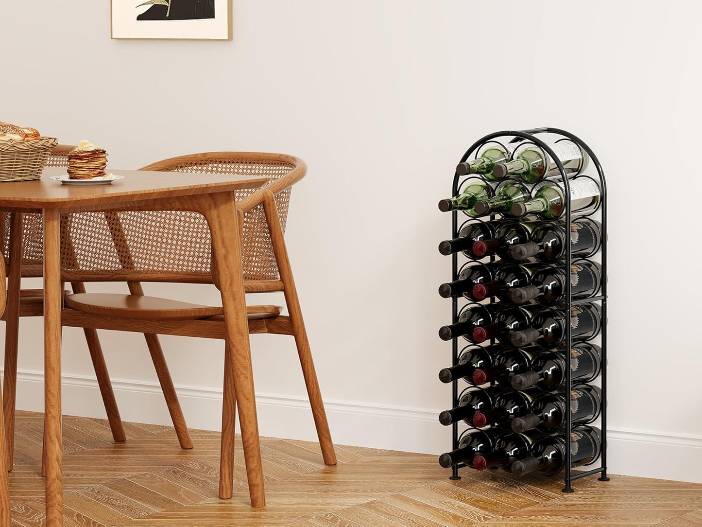 EasyPAG Metal 23 Bottles Wine Rack Freestanding Wine Holder Wine Rack Wine Holder Wine Storage Shelf Drinks Rack Floor Standing for Kitchen, Black