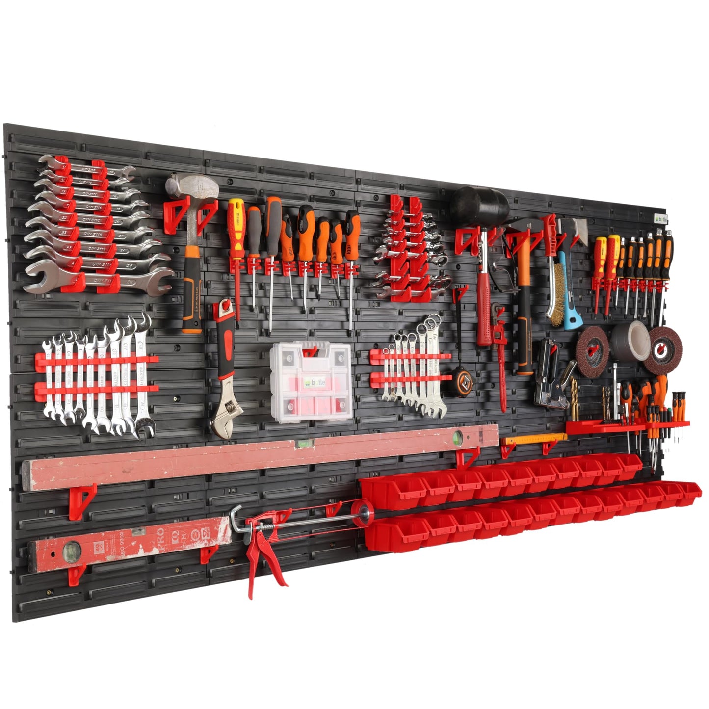 31-Piece Stacking Boxes Tool Wall 156 x 78 cm Set Tool Holder Wall Shelf Workshop Shelving Storage System Storage Box Extra Strong Wall Plates Shelf Expandable Storage Rack