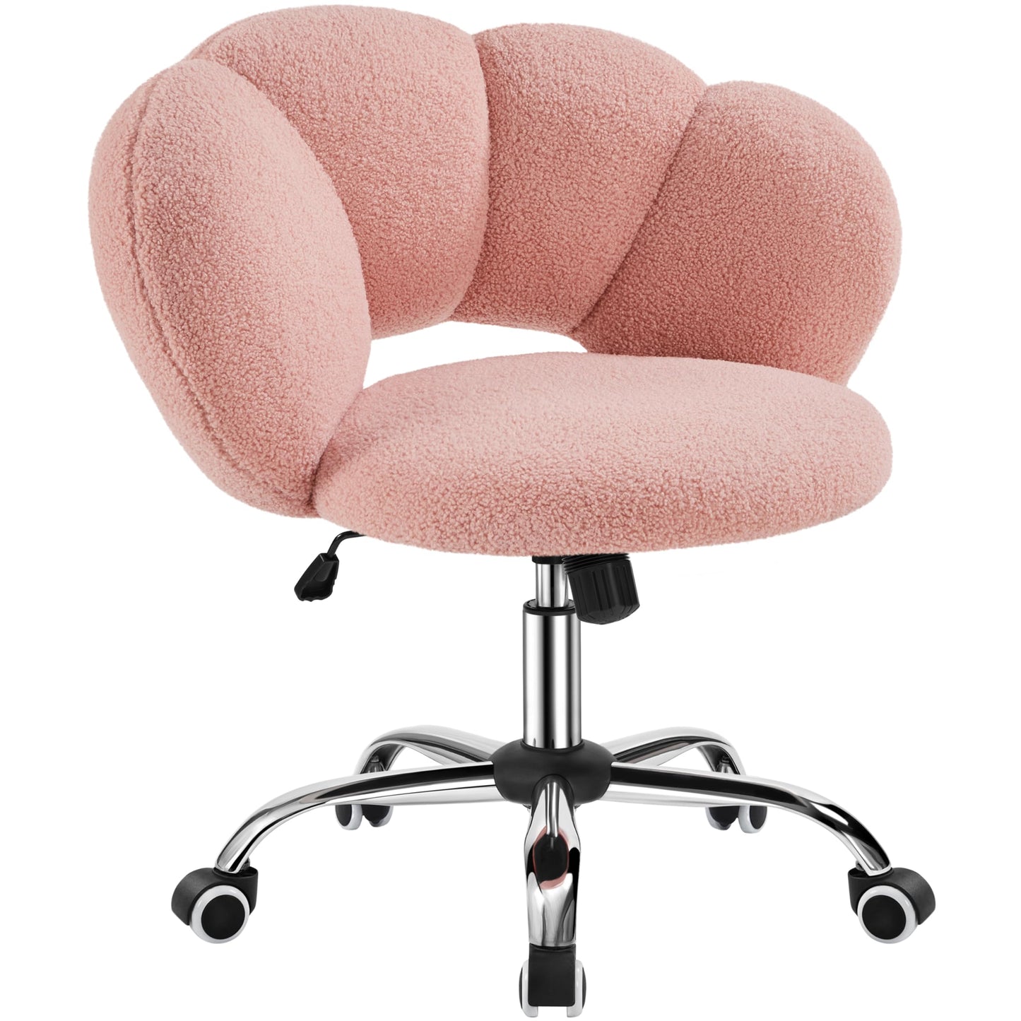 Yaheetech Desk Chair, Office Chair, Ergonomic Office Chair in Cloud Shape, Dressing Table Chair, Maximum Load 136 kg, Computer Chair, Height Adjustable, for Bedroom, Office, Living Room, White