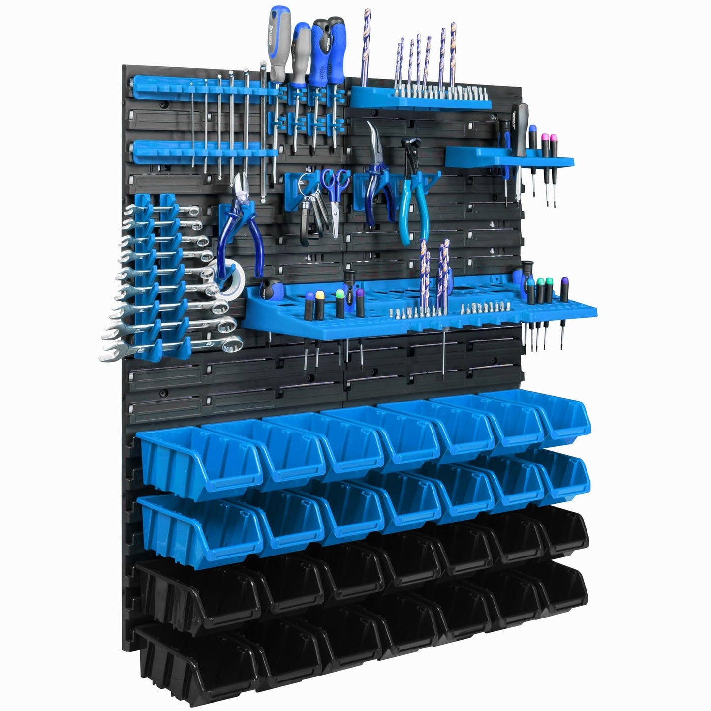 botle 24 Stacking Boxes Wall Shelf Plastic 77 x 78 cm Tool Holder Workshop Garage Storage System Storage Boxes Chute