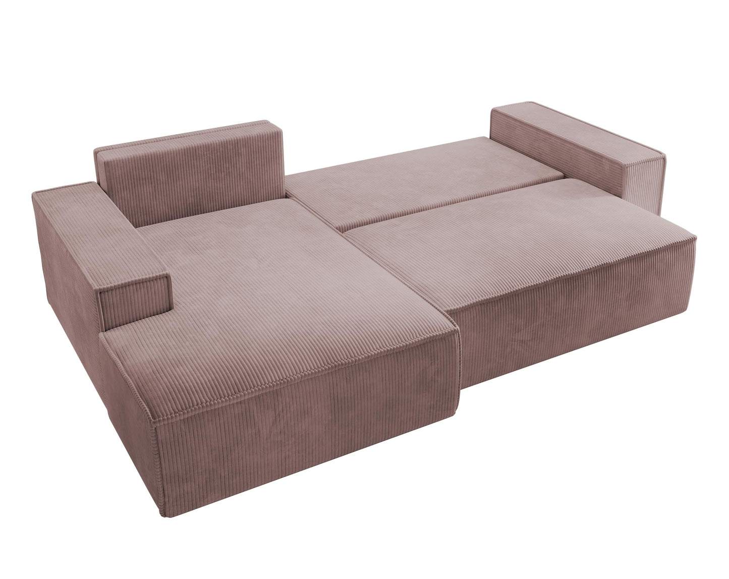 Selsey Sofa Corner Sofa Bed Couch with Storage Space Sleep Function Easy Care Polyurethane Foam L Shape Right Farese Beige Corduroy Look