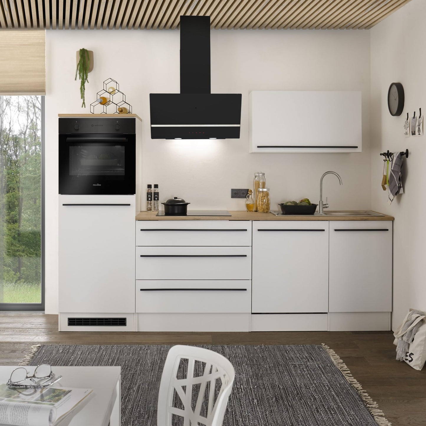 FINN Modern Kitchen Unit without Electrical Appliances in Matt White, Artisan Oak Look, Spacious Fitted Kitchen with Lots of Storage Space, 260 x 200 x 60 cm (W x H x D)