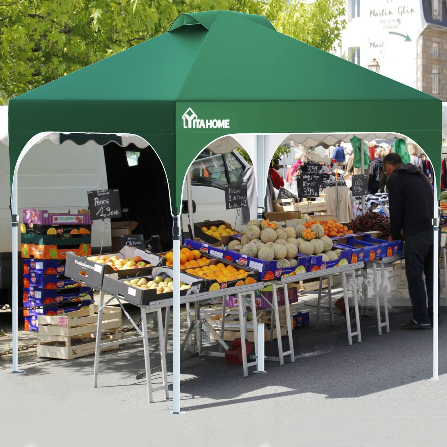 YITAHOME 3X3Meter wasserdichte Pavillon Faltpavillon, Faltbarer Stabil Pop up Pavillon Outdoor Anti-UV Gartenpavillon Höhenverstellbarfür Alle Jahreszeiten Für Märkte Pool Festival, Schwarz