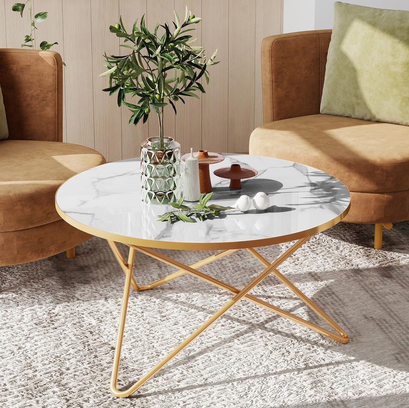 Coffee Table Side Table Round Black Green Living Room Table Sofa Table for Living Room Garden Balcony Bedroom Table Round Modern Plant Table Outdoor with Marble Pattern