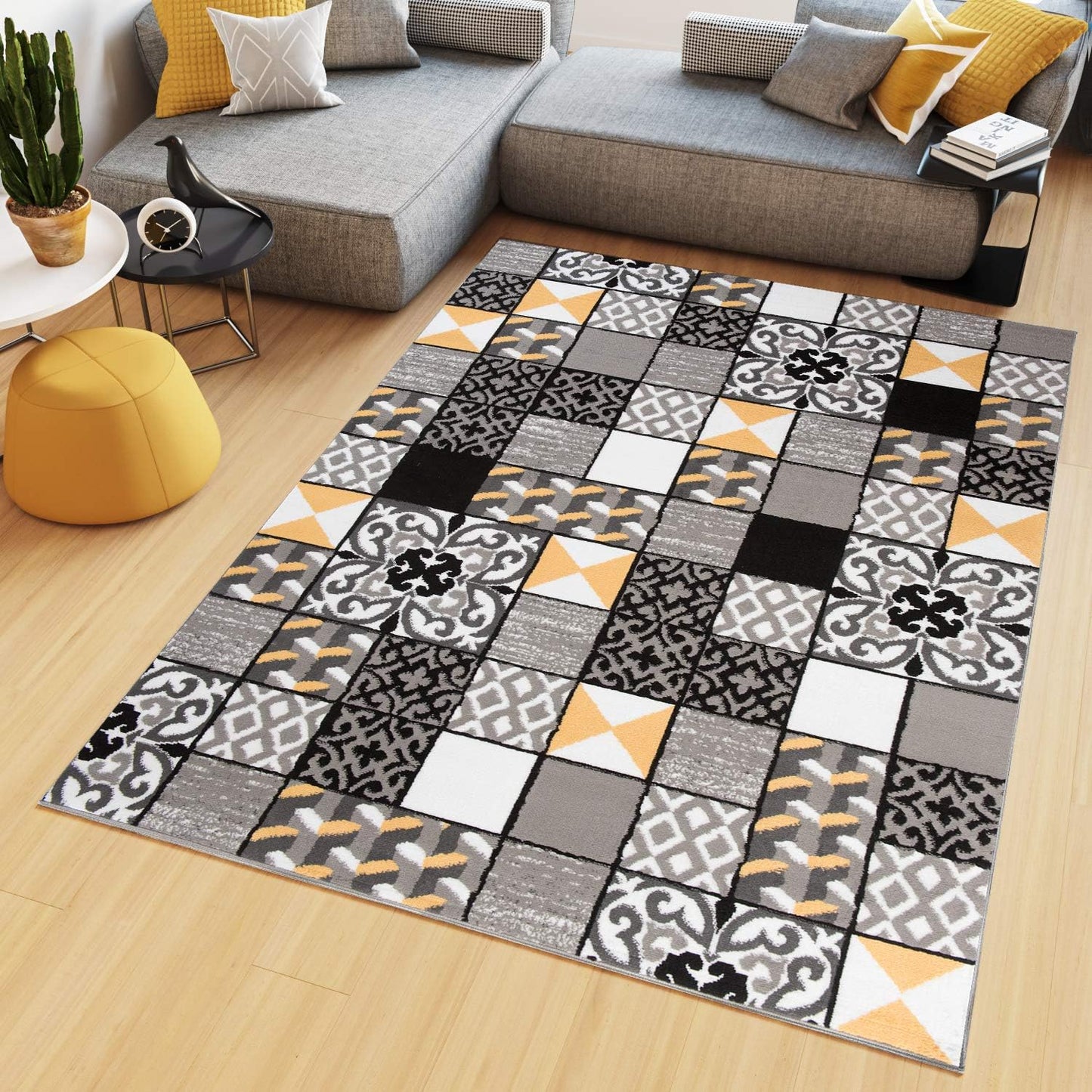TAPISO Maya Kollektion Teppich Kurzflor Modern Grau Weiß Dunkelgrau Schwarz Blau Meliert Figuren Design Wohnzimmer Schlafzimmer Jugendzimmer ÖKOTEX 120 x 170 cm