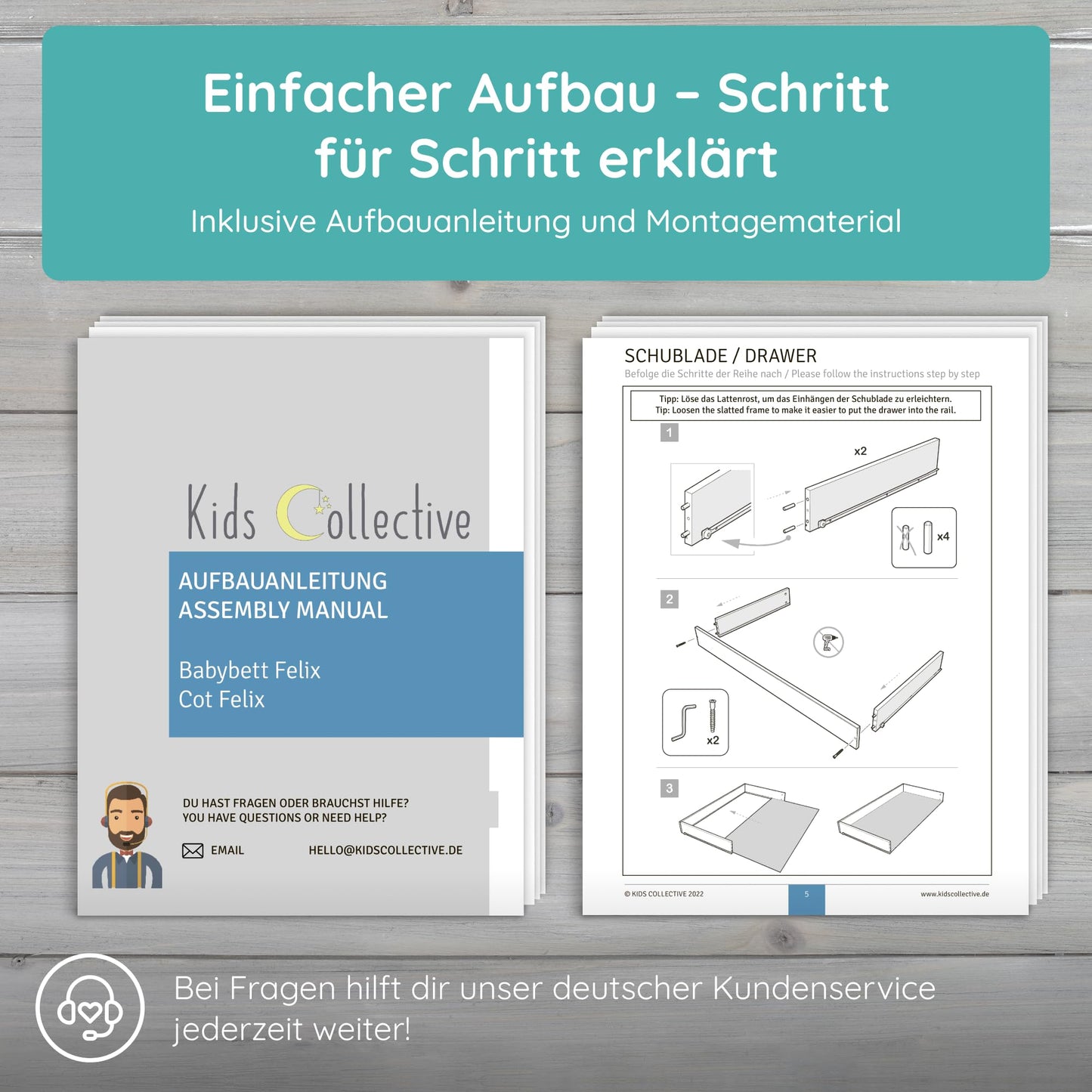 Kids Collective Baby Bed with Drawer