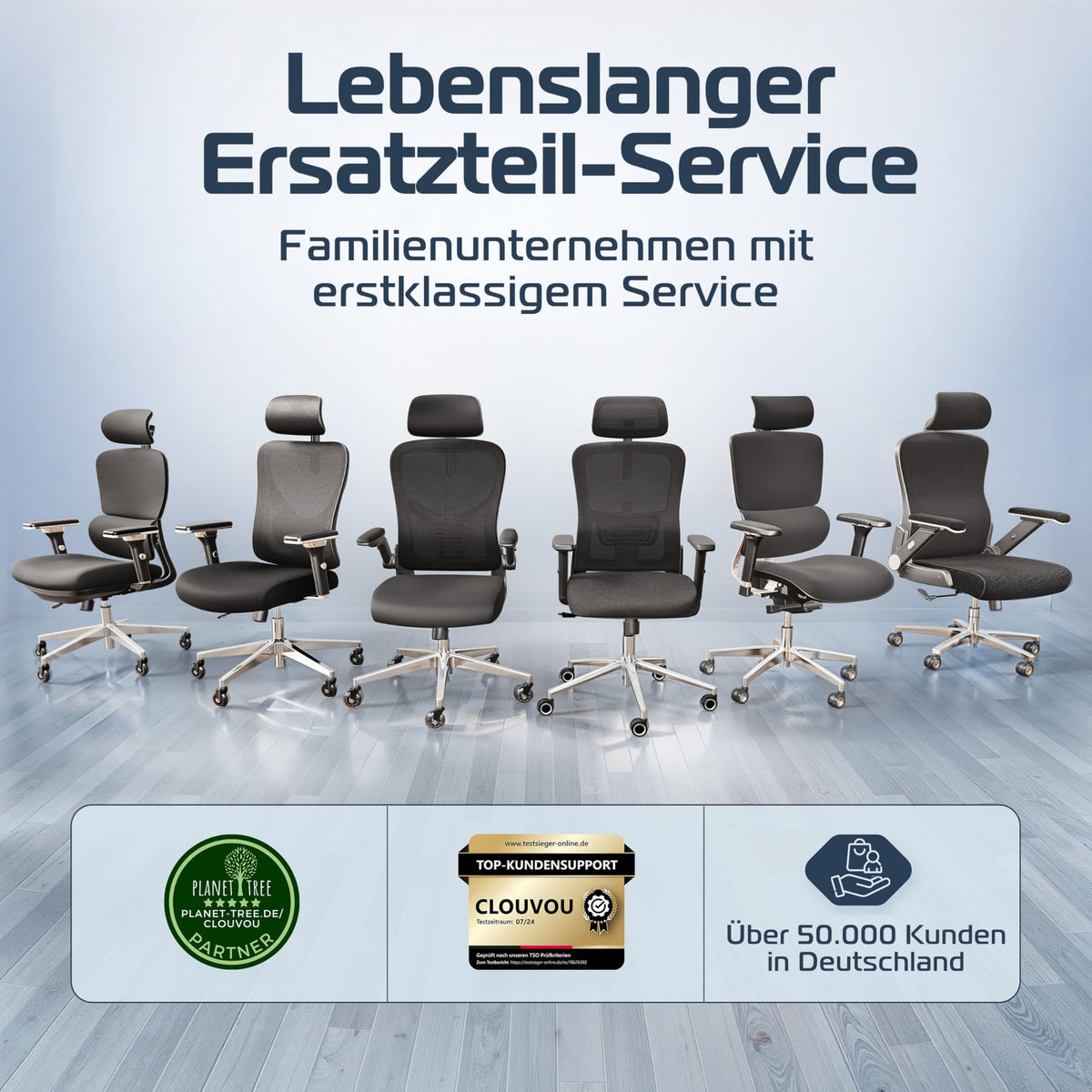 CLOUVOU BrightSeat Ergonomic Office Chair [Test Winner] Desk Chair 100% Individually Adjustable Office Chair & Gaming Chair Computer Chair Home Office Chair Ergonomic Swivel Chair 150 kg