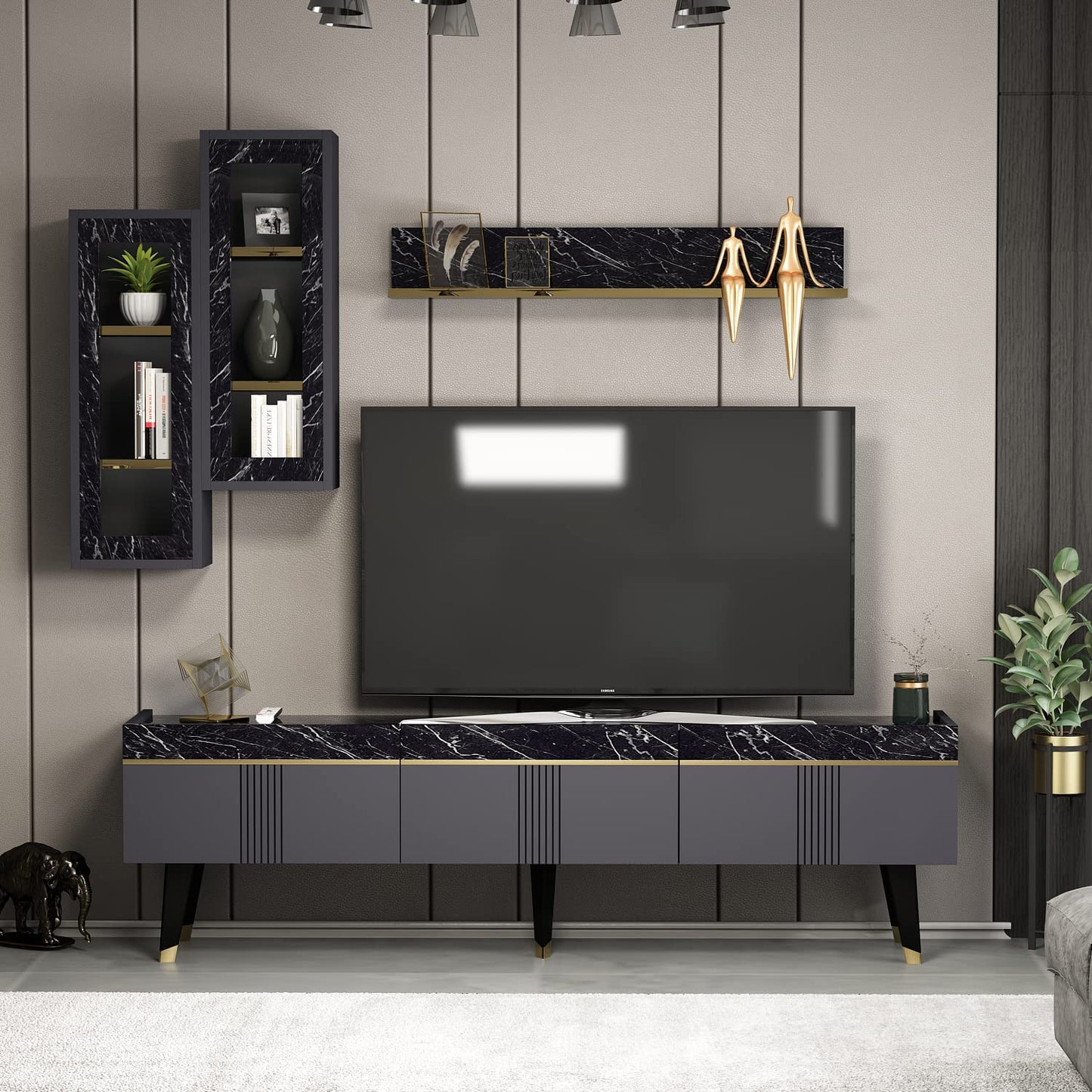 Homidea KARYA Coffee Table - Sofa Table - Living Room Table - Side Table in Elegant and Modern Design (Coffee Table - Beige/Marble)