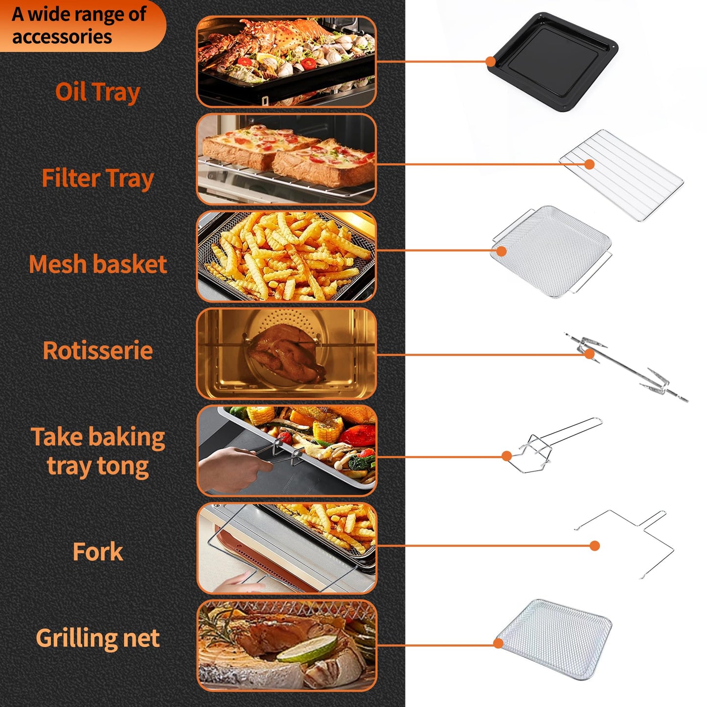 Dual Zone Hot Air Fryer, 23 L Hot Air Fryer, XXL Oven 1800 W with LED Touch Screen, 15 Programmes, with Recipe Book, 11 Accessories