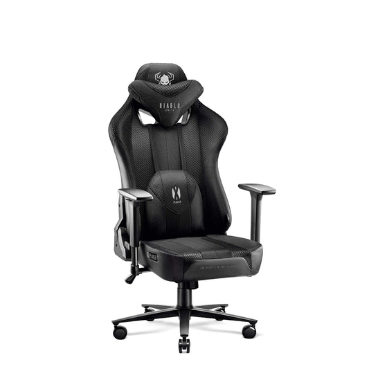 Diablo X-Player Gaming Stuhl Bürostuhl Schreibtischstuhl Stoff 3D Armlehnen Ergonomisches Design Nacken/- Lendenkissen (Frost Black, Normal (L))