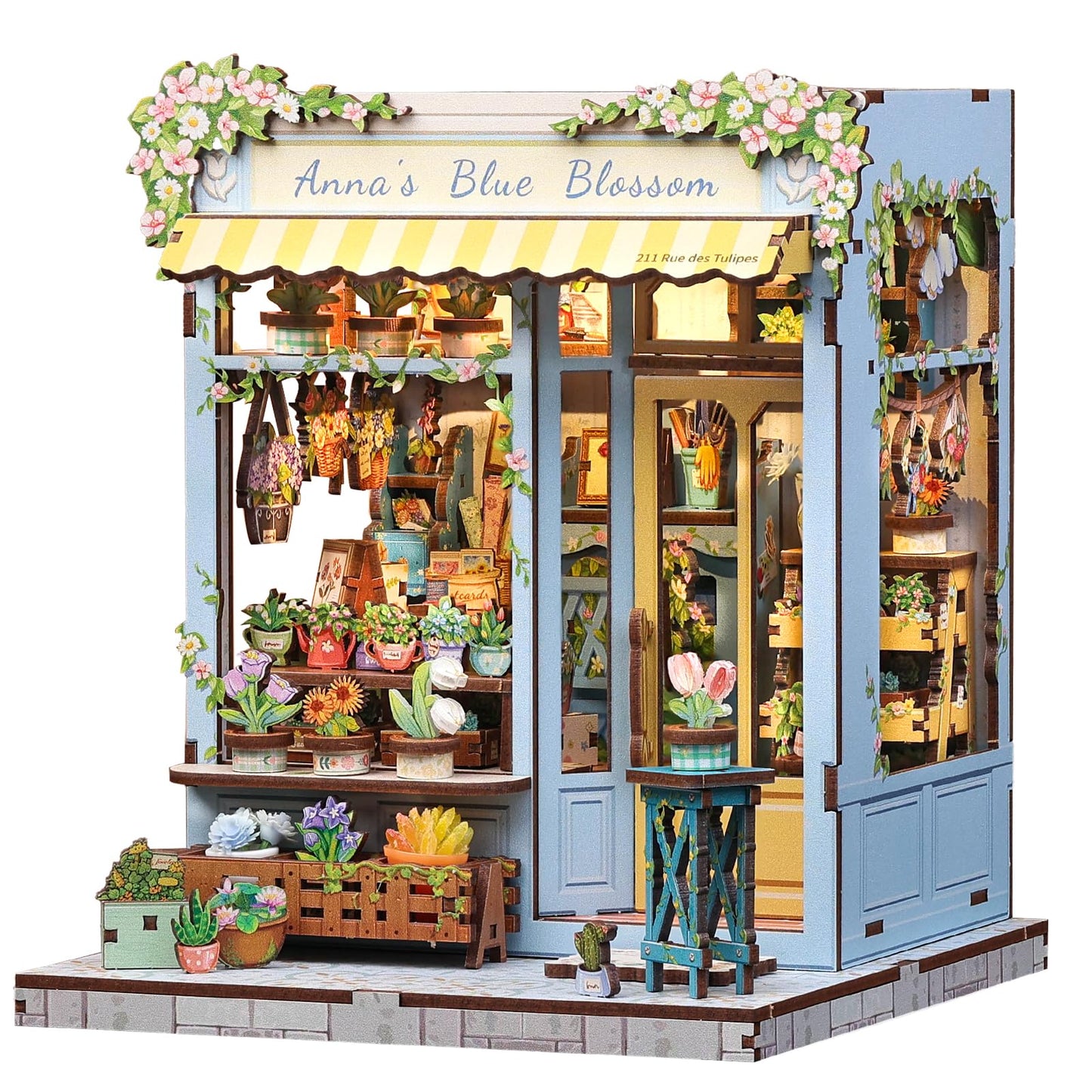 Endless Limit DIY Miniatur Haus Bausatz für Erwachsene,Puppenhaus Gewächshaus mit LED Licht,3D Puzzle Buchstütze aus Holz Modellbausatz Bastelset Bücherregal Deko Geschenken (Rose Garden Tea House)