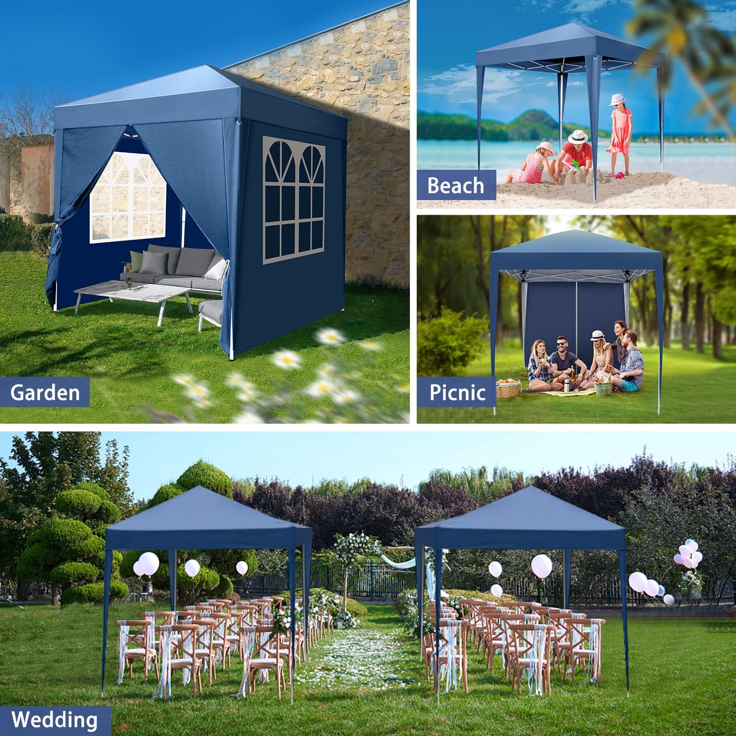 Gazebo 3 x 6 m, Folding Gazebo, Waterproof, Stable, Winterproof, UV Protection 50+, 420D Oxford, Foldable Height Adjustable, Party Tent, Garden Tent, for Garden, Camping, Outdoor, Black, 6
