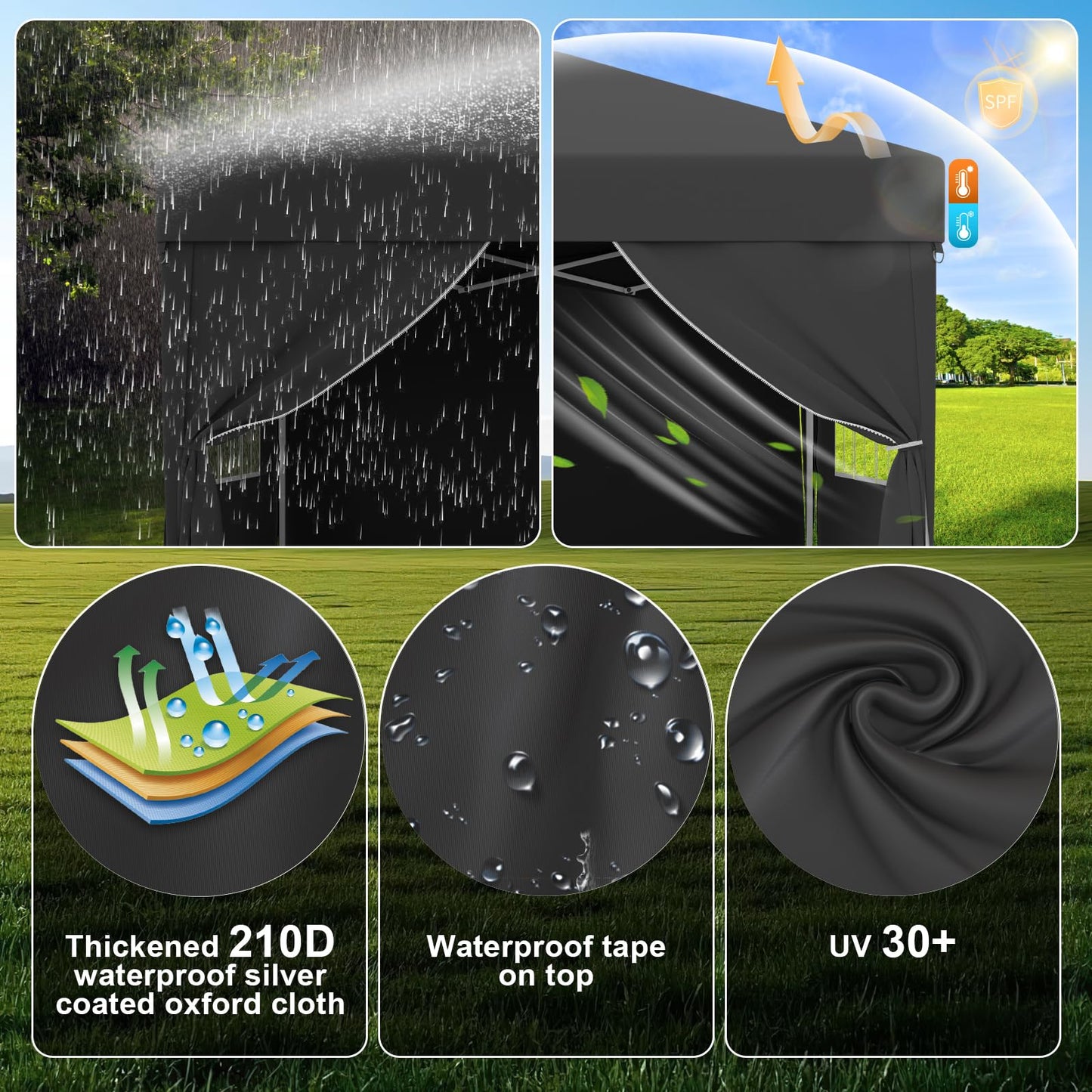 Devoko Gazebo, 3 x 6 cm, Waterproof, Stable, Winterproof, 3-Way Height Adjustment, Folding Gazebo, UV Protection 50+, Folding Gazebo with Carry Bag, for Garden, Outdoor, Camping, Beige