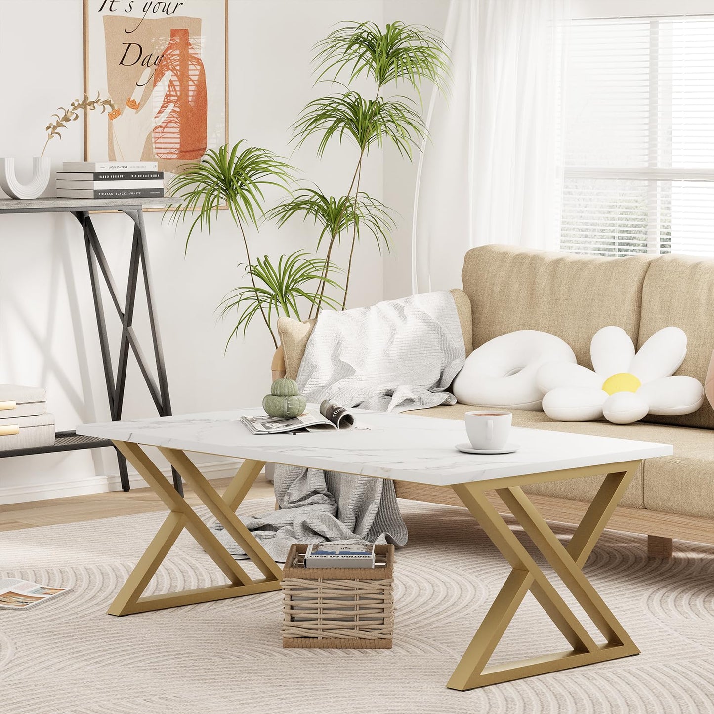 Garden 4 you X Coffee Table, White + Gold
