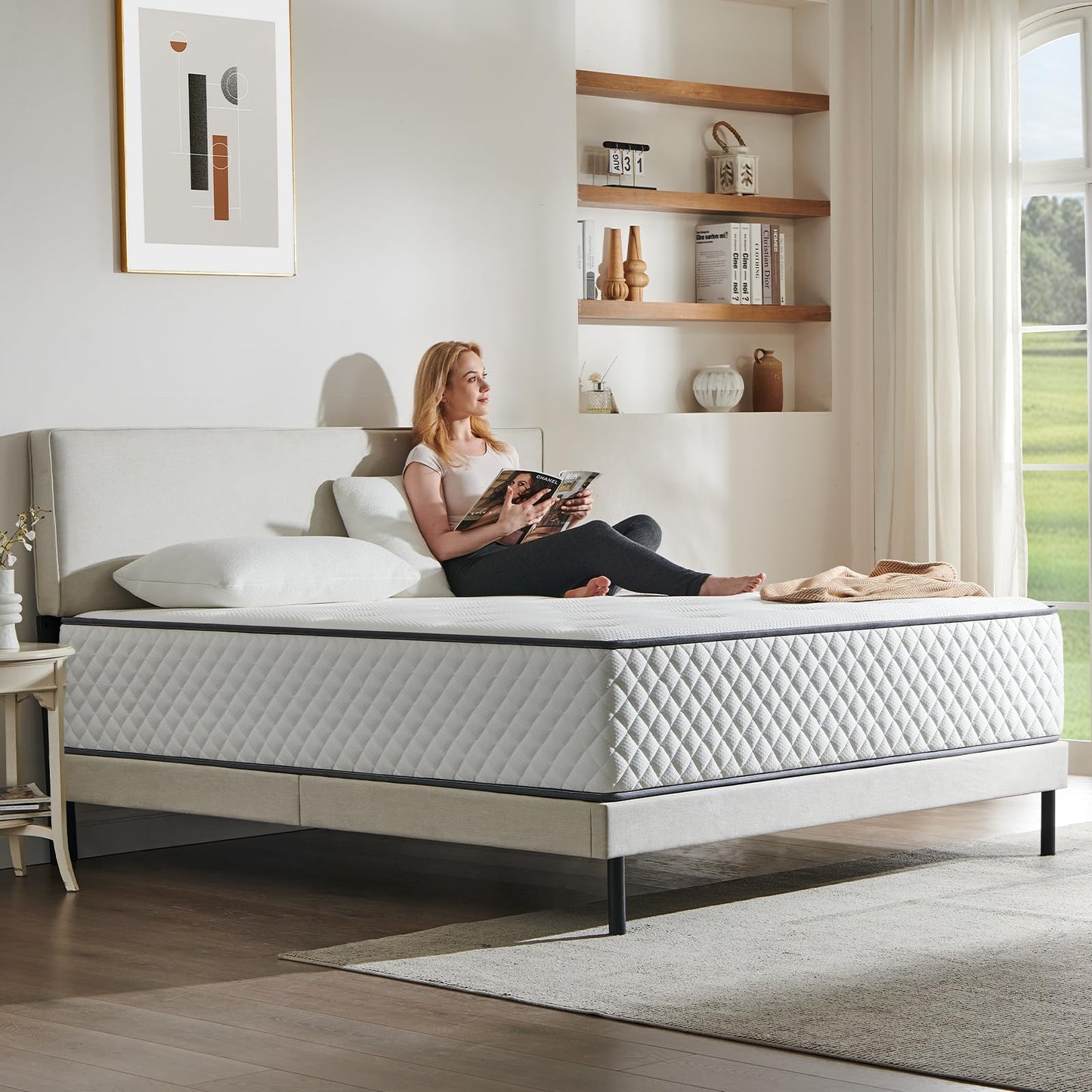 Mattress 180 x 200 cm, Pocket Spring Mattress Hardness H3 Medium Firm, 7-Zone Mattresses with High-Quality Comfort Foam, Back-Relieving, Rolled Mattress Height 25 cm